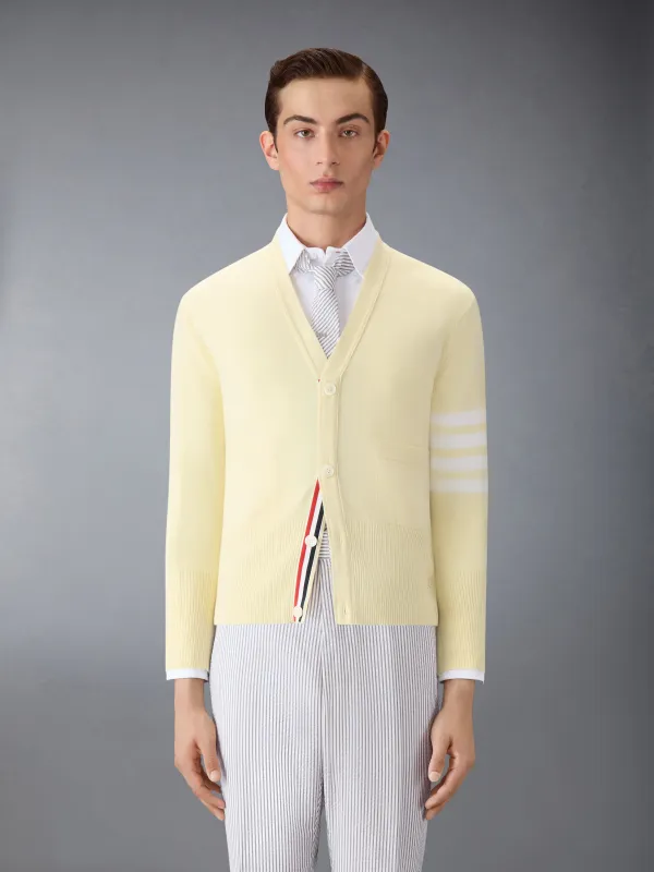 CLASSIC CASHMERE 4-BAR V-NECK CARDIGAN sold by Thom Browne