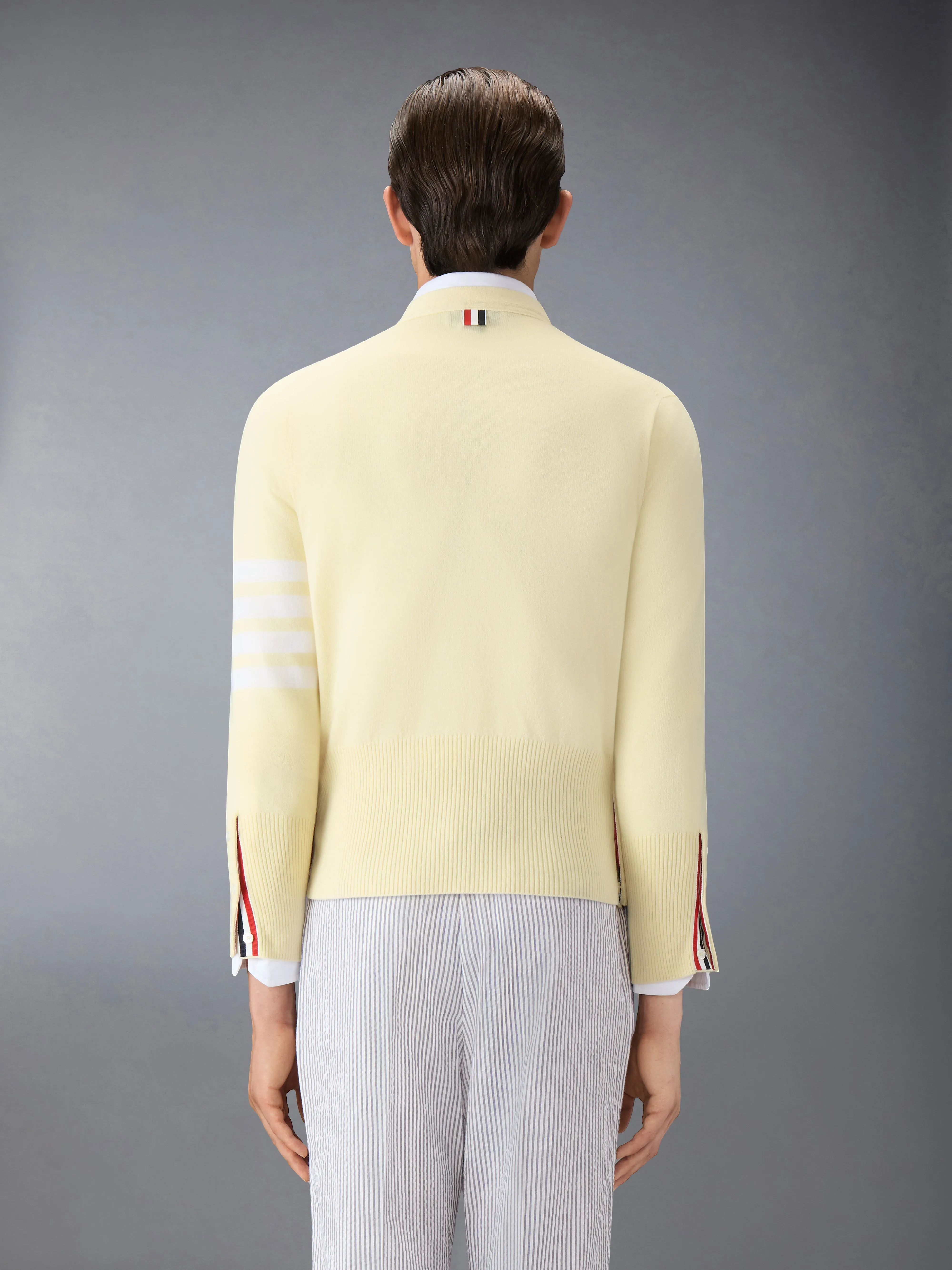 CLASSIC CASHMERE 4-BAR V-NECK CARDIGAN sold by Thom Browne product image thumbnail 2