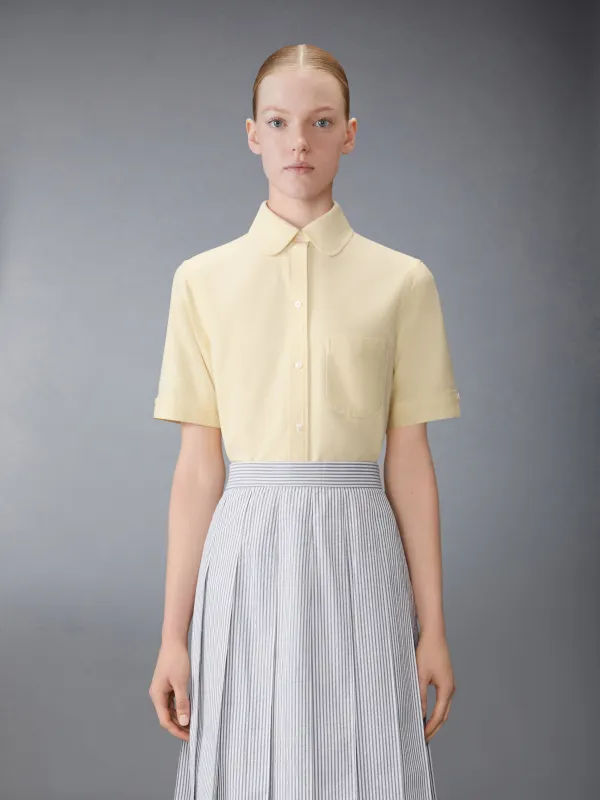 OXFORD ROUND COLLAR SHORT SLEEVE SHIRT sold by Thom Browne
