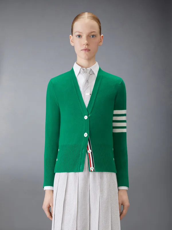 CLASSIC CASHMERE 4-BAR V-NECK CARDIGAN sold by Thom Browne