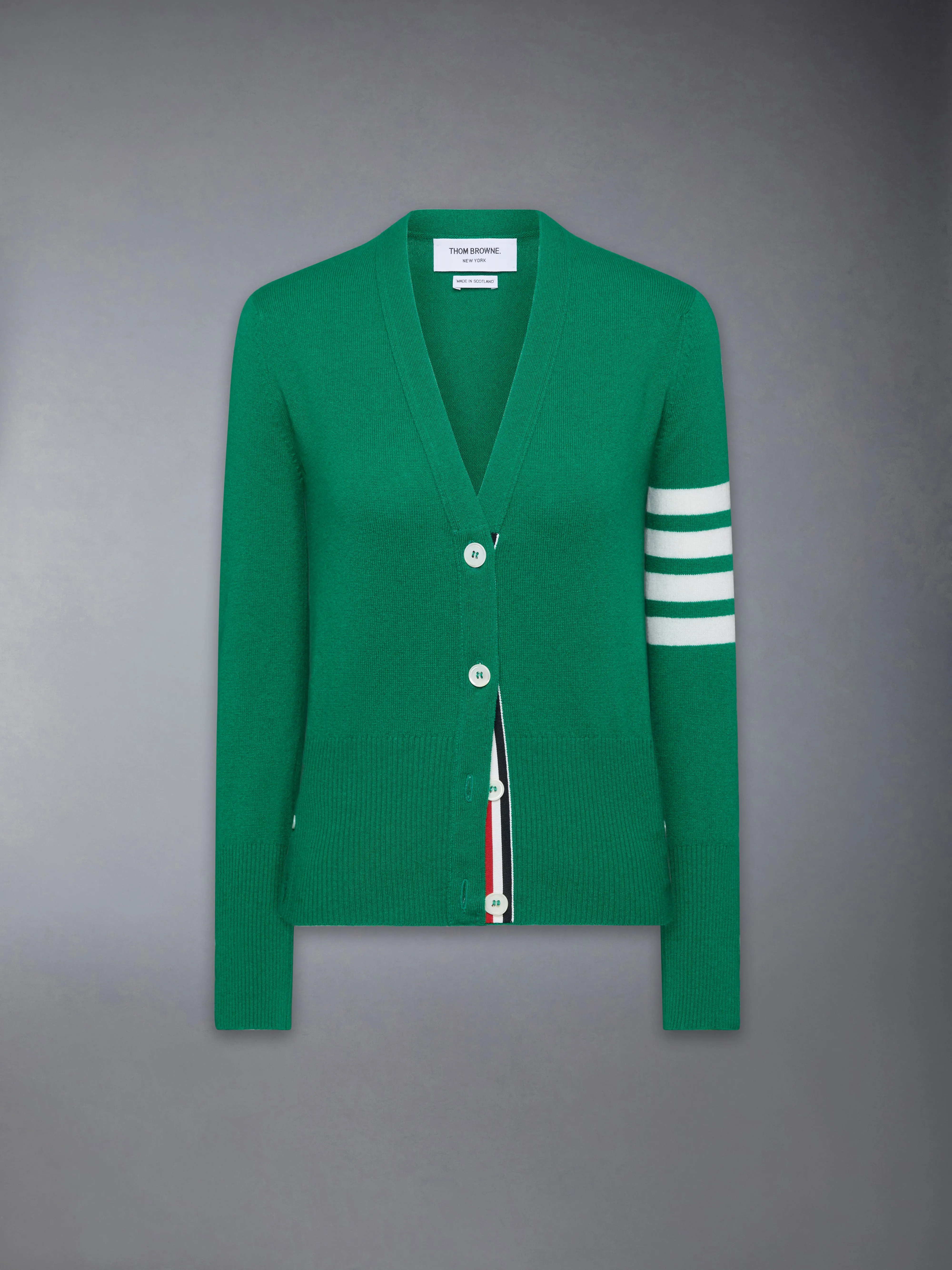 CLASSIC CASHMERE 4-BAR V-NECK CARDIGAN sold by Thom Browne product image thumbnail 5