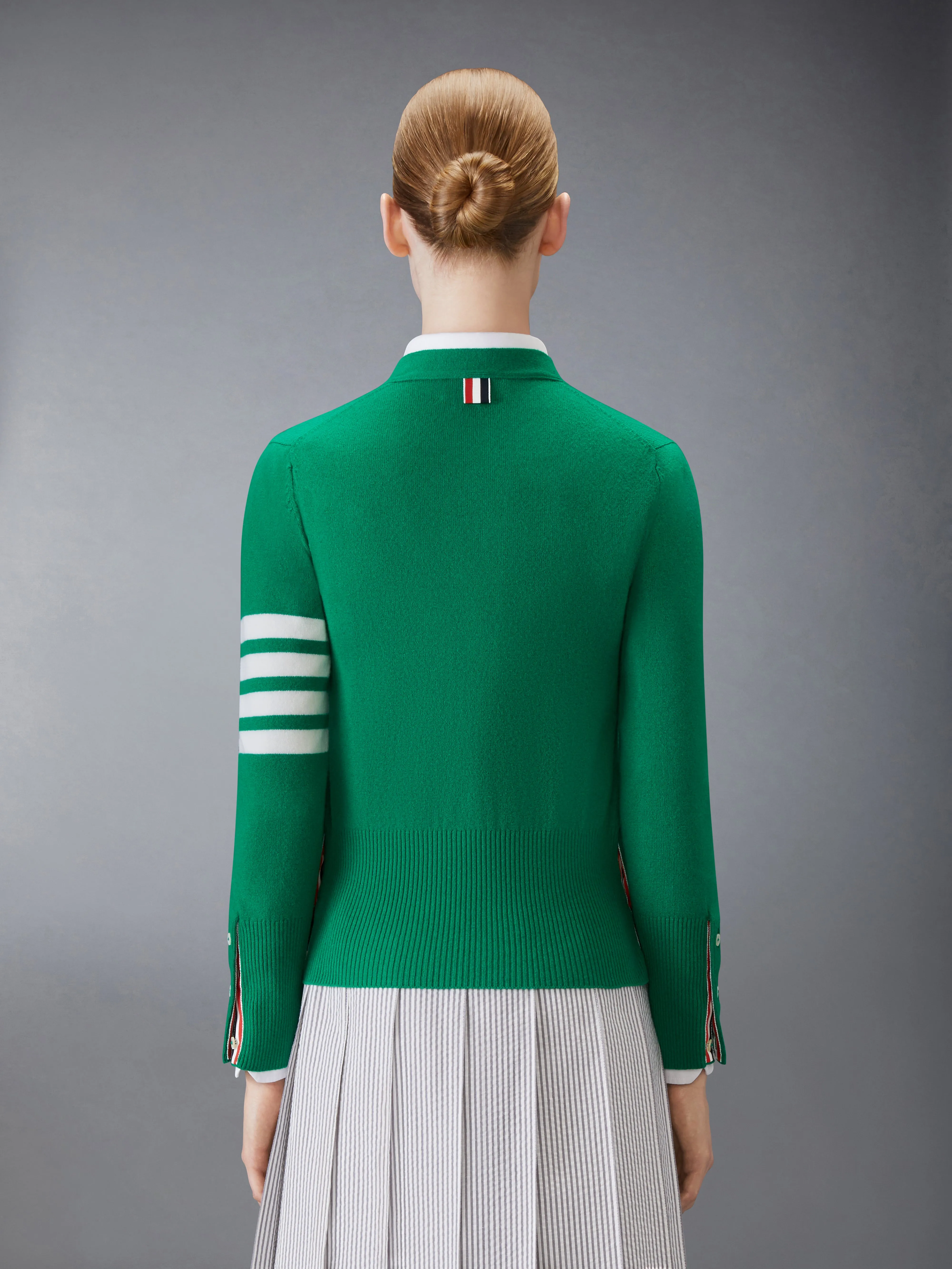 CLASSIC CASHMERE 4-BAR V-NECK CARDIGAN sold by Thom Browne product image thumbnail 2