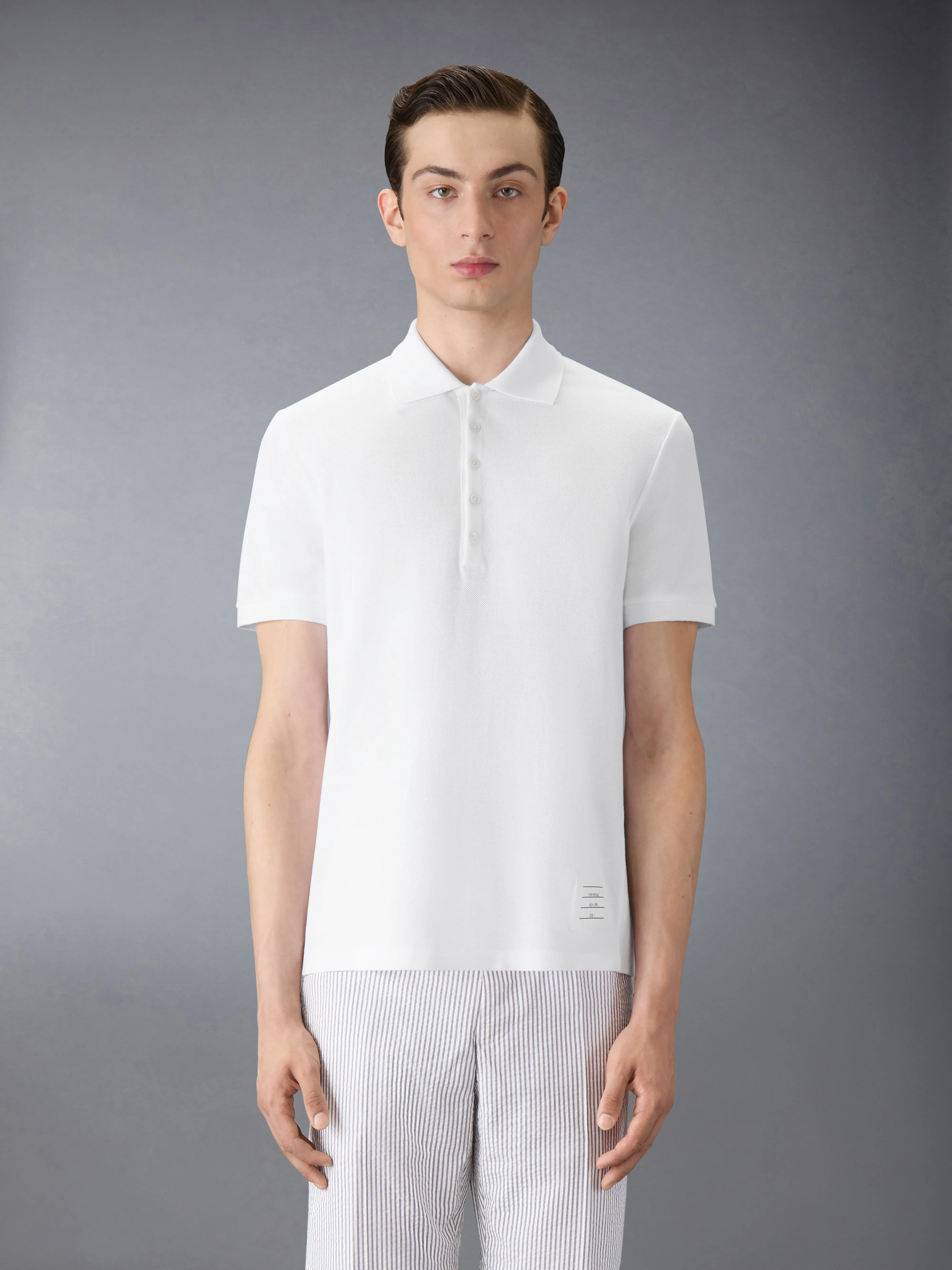 CLASSIC PIQUE 4-BAR POLO sold by Thom Browne