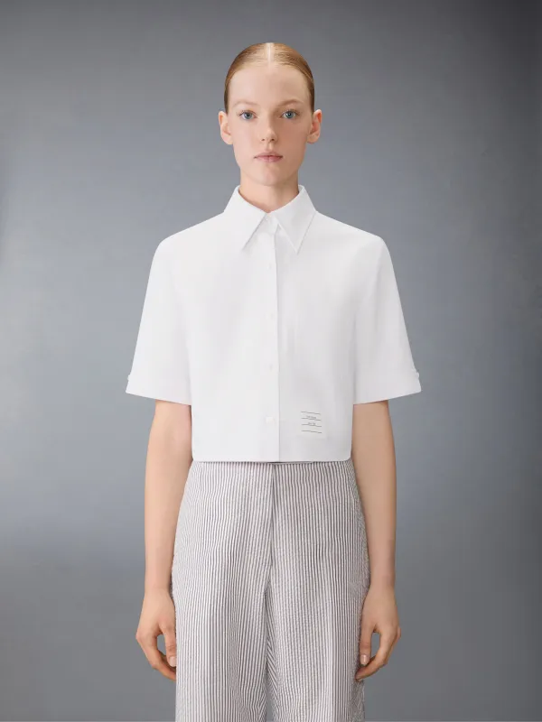 OXFORD CROPPED SHORT SLEEVE SHIRT sold by Thom Browne