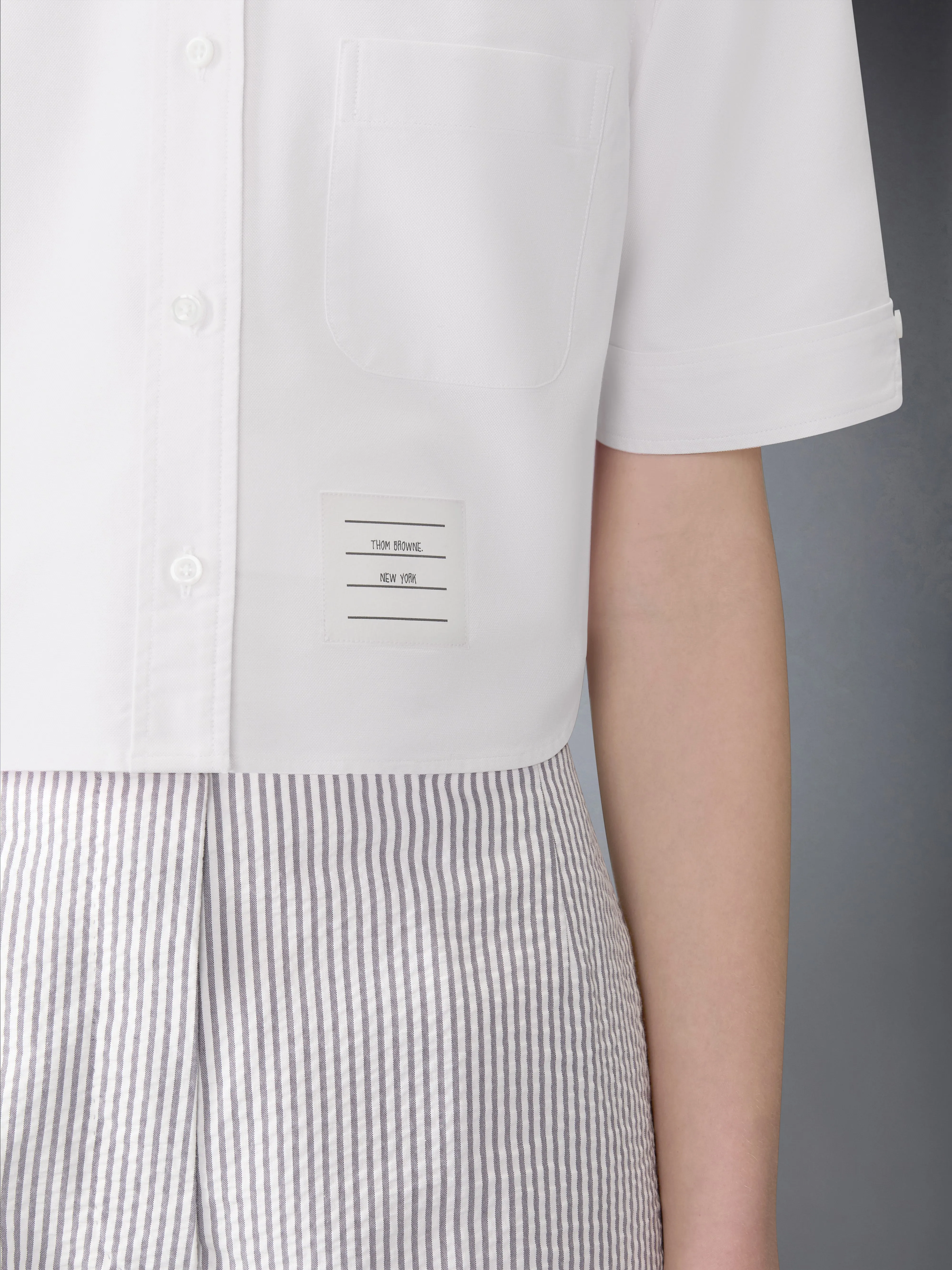 OXFORD CROPPED SHORT SLEEVE SHIRT sold by Thom Browne product image thumbnail 5