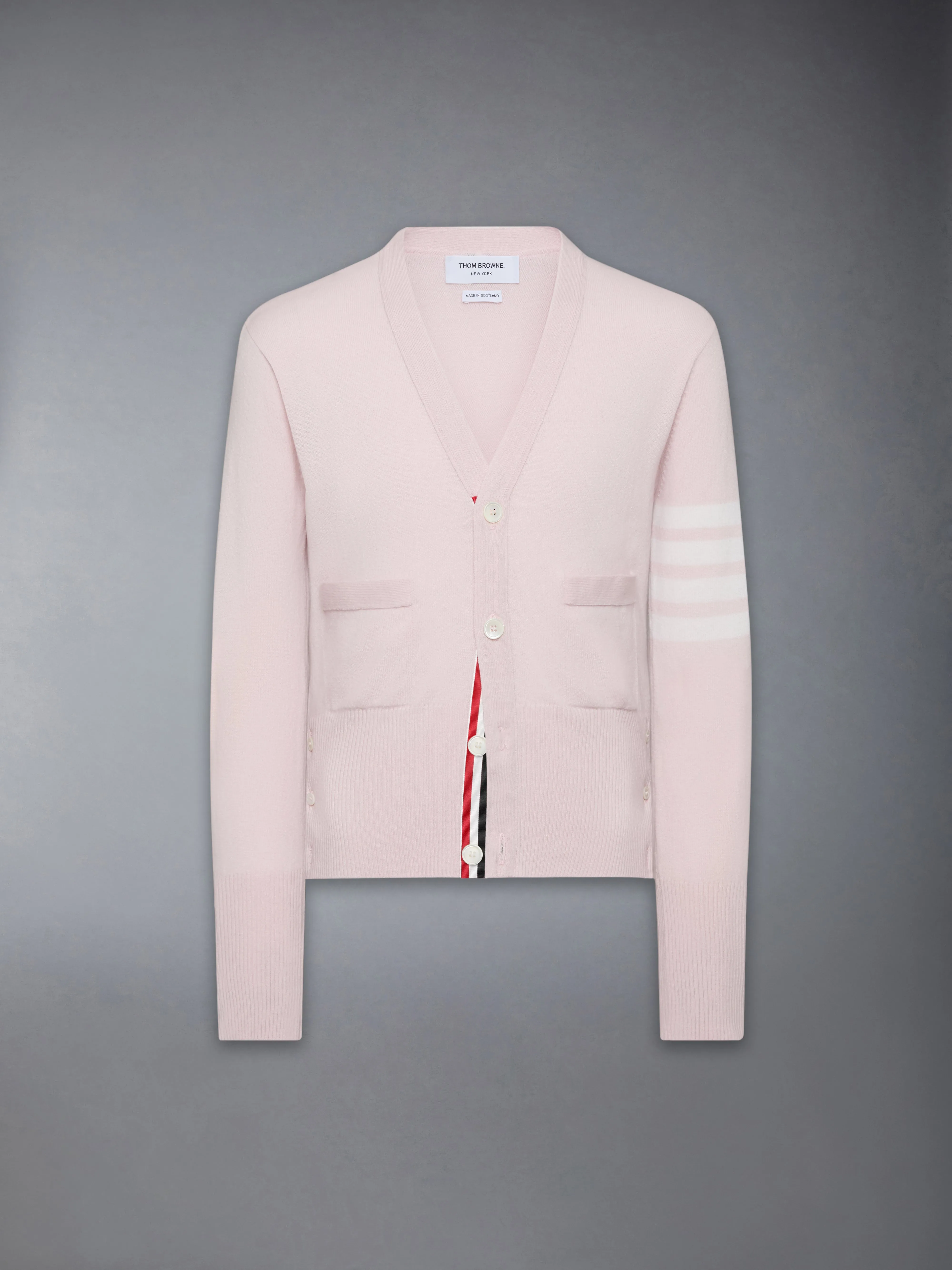 CLASSIC CASHMERE 4-BAR V-NECK CARDIGAN sold by Thom Browne product image thumbnail 5