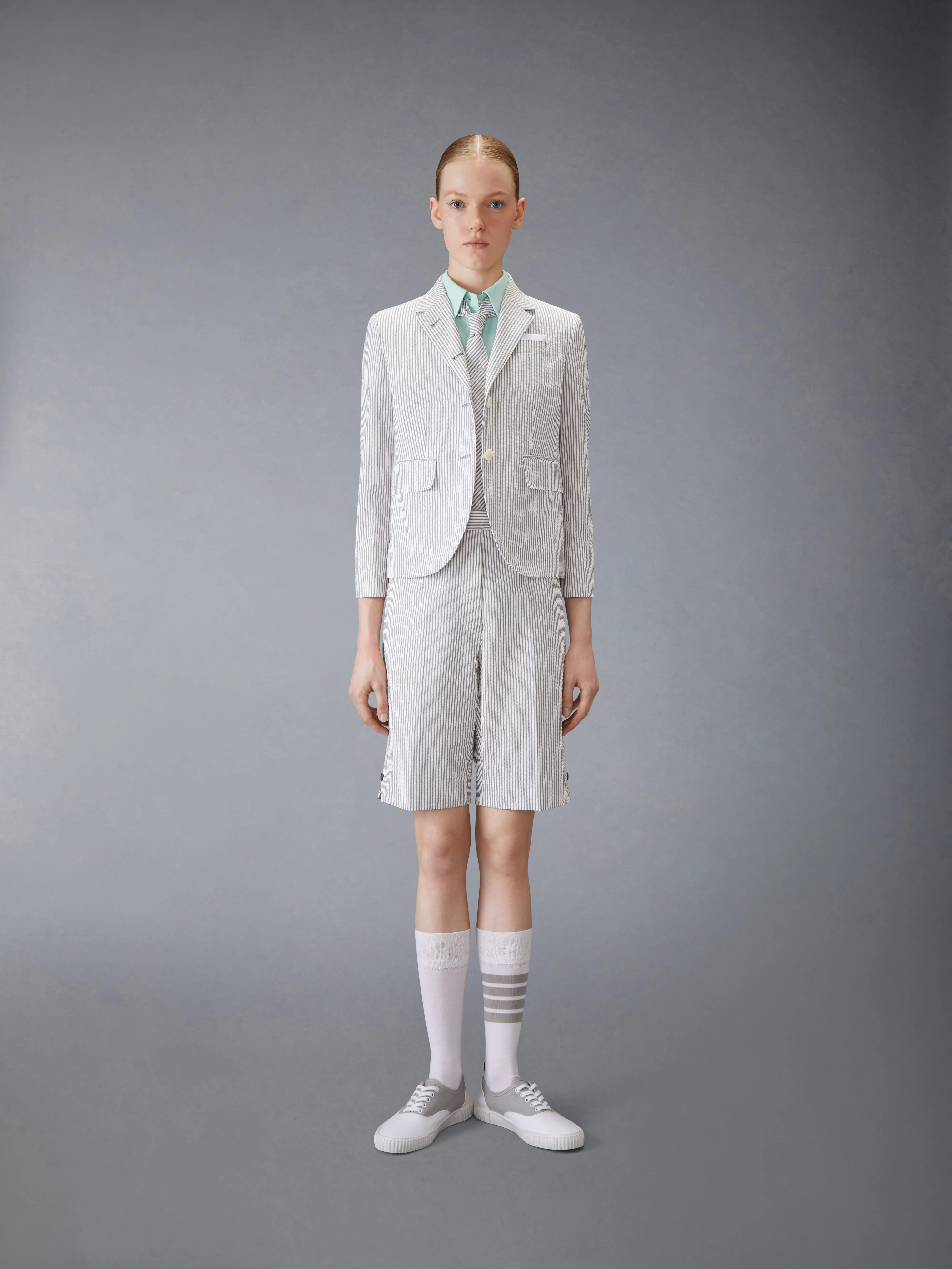 OXFORD ROUND COLLAR SHORT SLEEVE SHIRT sold by Thom Browne product image thumbnail 4