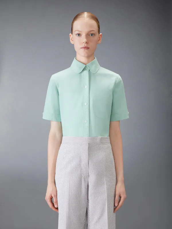 OXFORD ROUND COLLAR SHORT SLEEVE SHIRT sold by Thom Browne