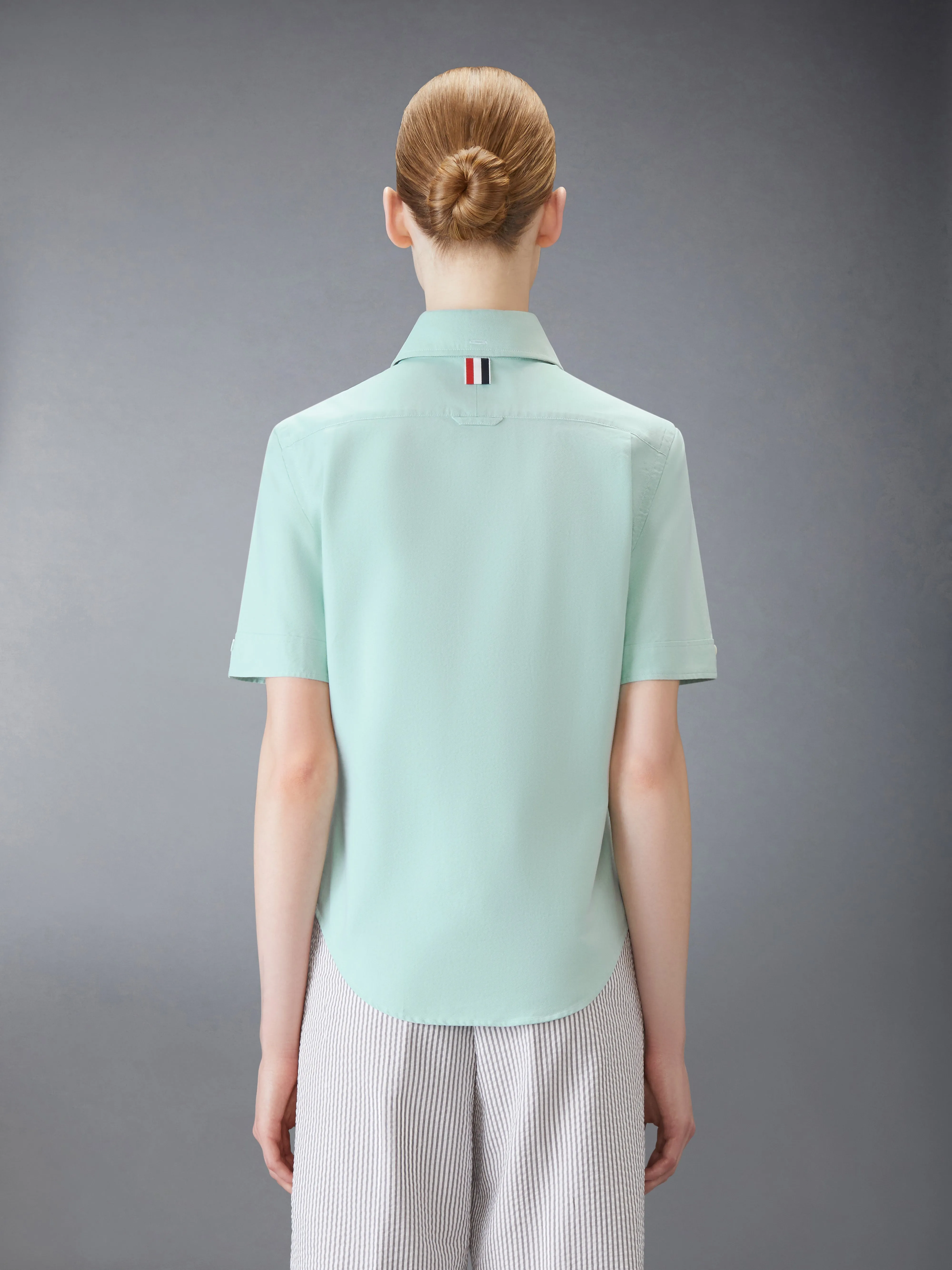 OXFORD ROUND COLLAR SHORT SLEEVE SHIRT sold by Thom Browne product image thumbnail 3