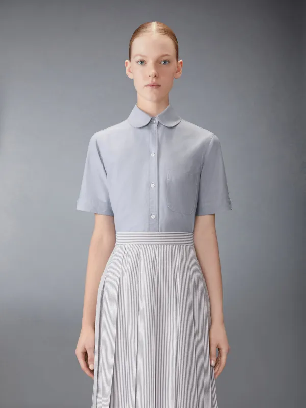 OXFORD ROUND COLLAR SHORT SLEEVE SHIRT sold by Thom Browne