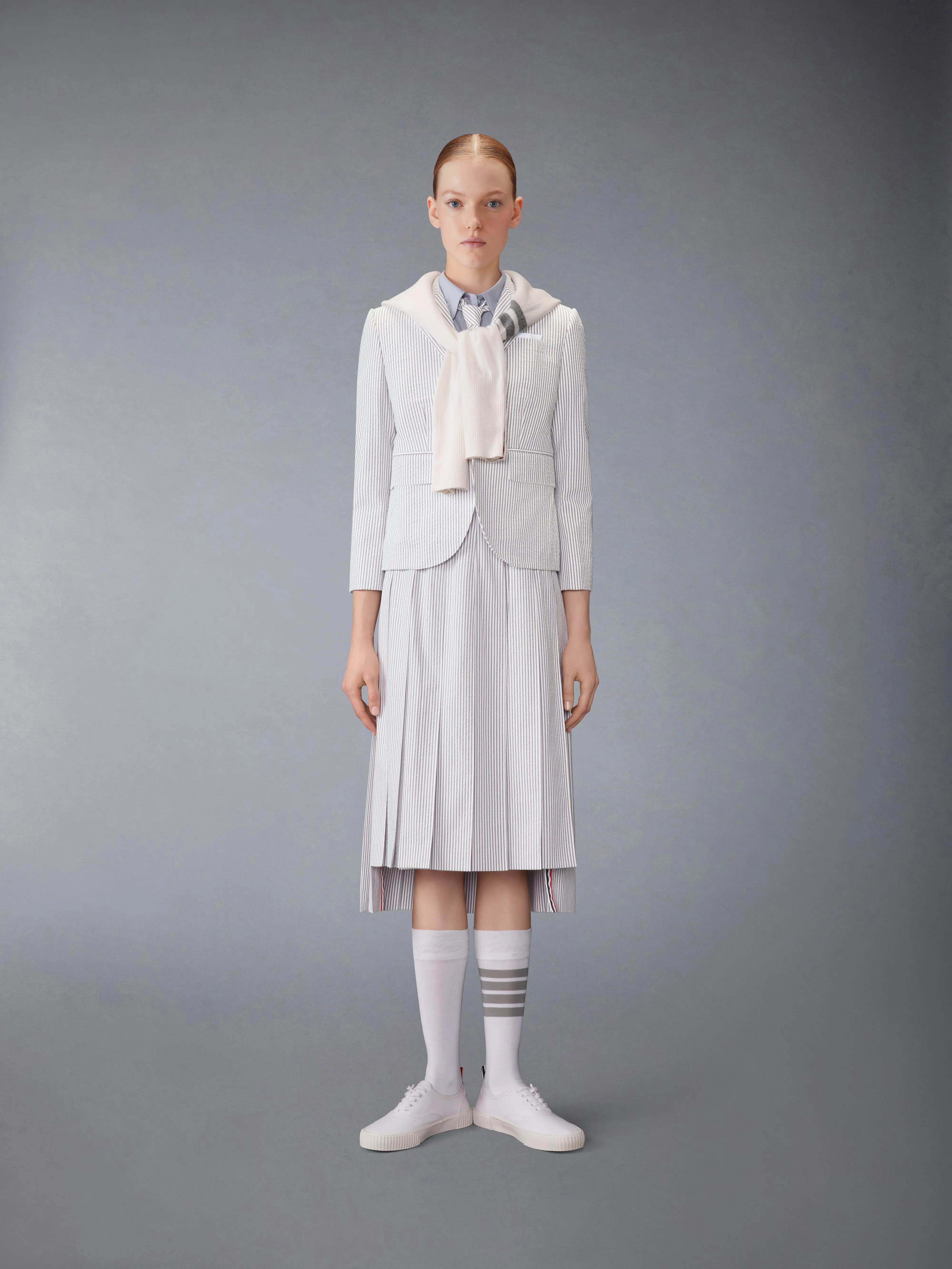 OXFORD ROUND COLLAR SHORT SLEEVE SHIRT sold by Thom Browne product image thumbnail 5