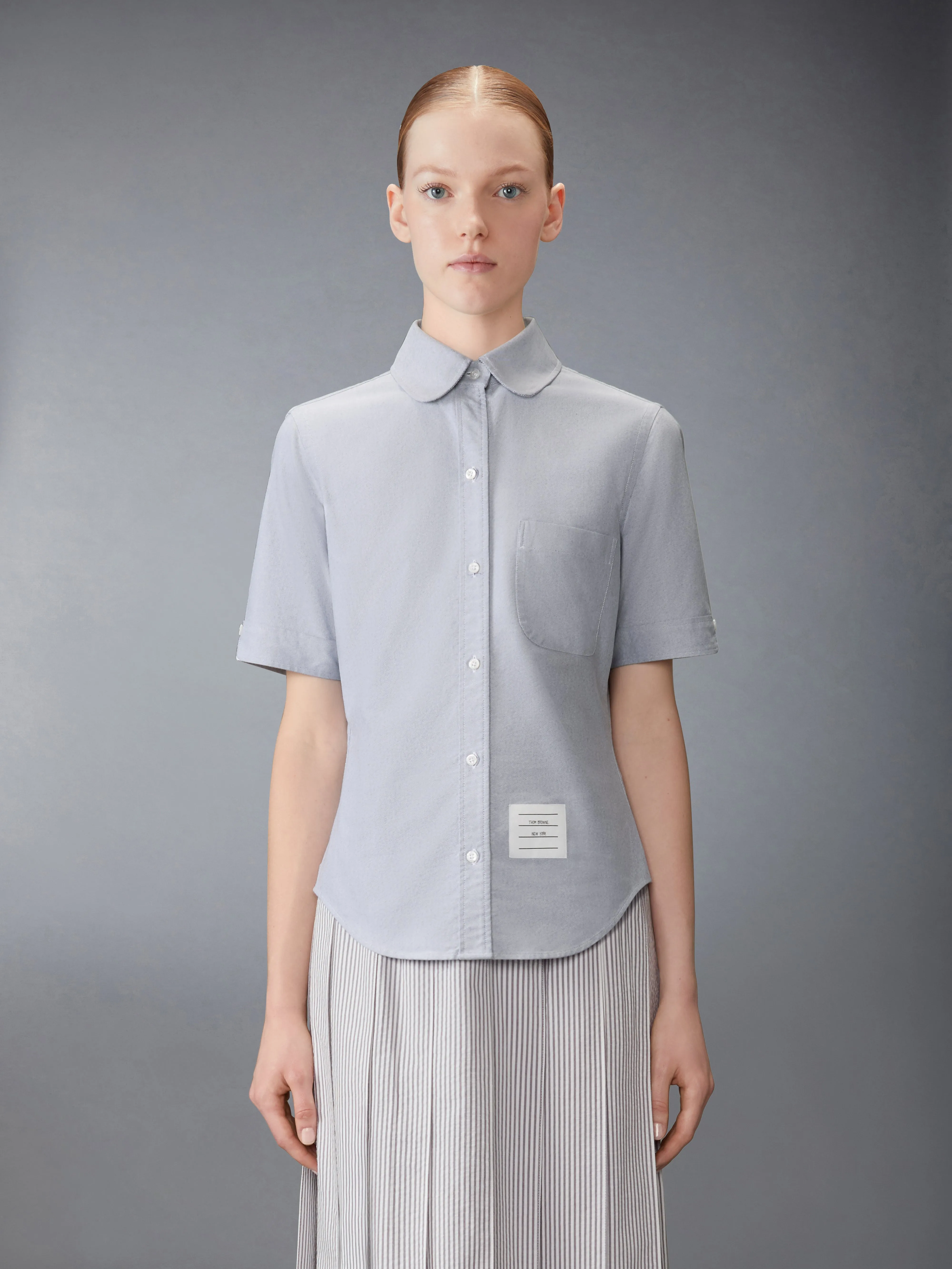 OXFORD ROUND COLLAR SHORT SLEEVE SHIRT sold by Thom Browne product image thumbnail 2