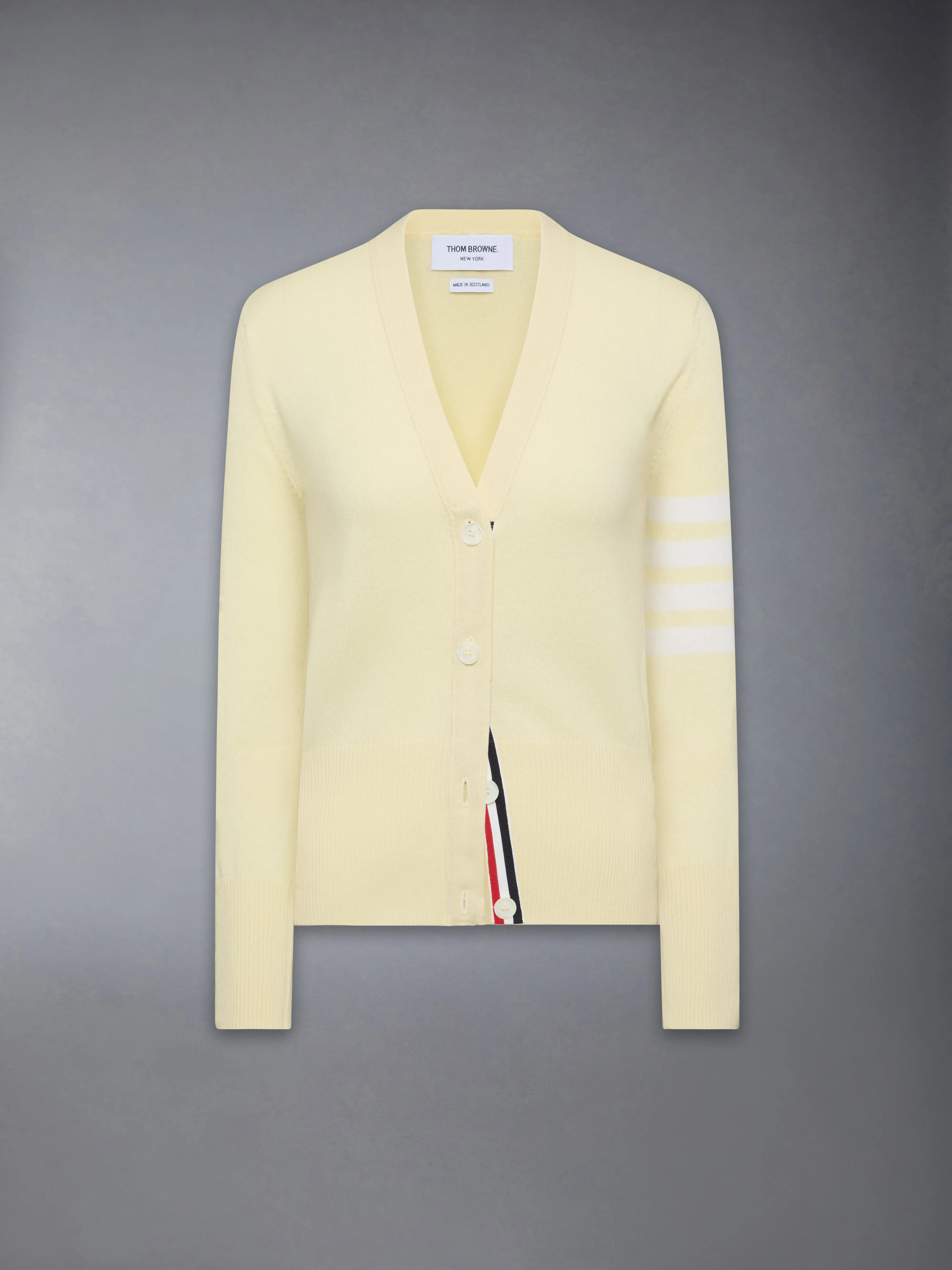 CLASSIC CASHMERE 4-BAR V-NECK CARDIGAN sold by Thom Browne product image thumbnail 5