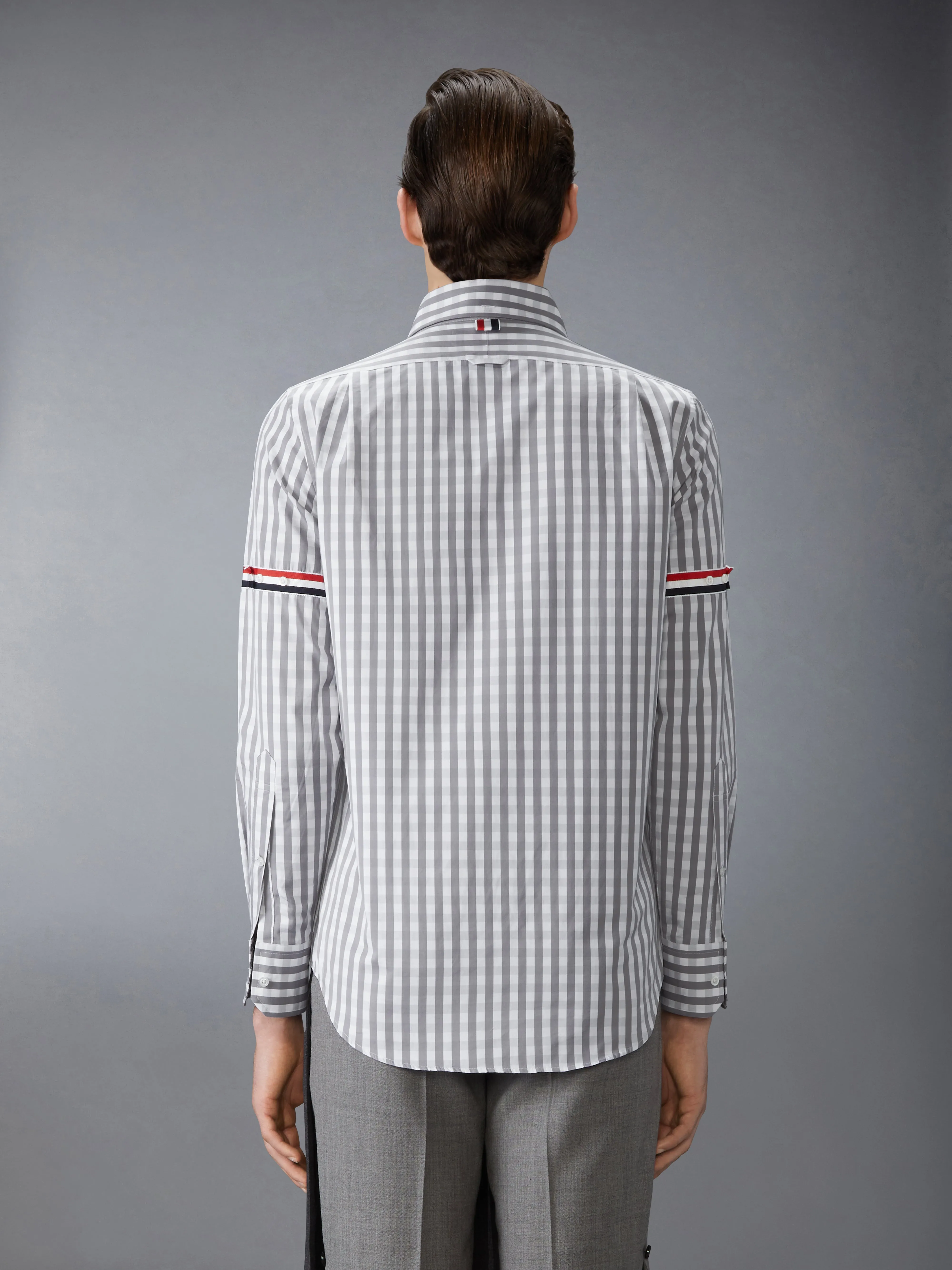 GINGHAM CHECK POPLIN ARMBAND SHIRT sold by Thom Browne product image thumbnail 3