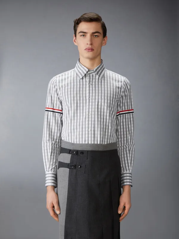 GINGHAM CHECK POPLIN ARMBAND SHIRT sold by Thom Browne