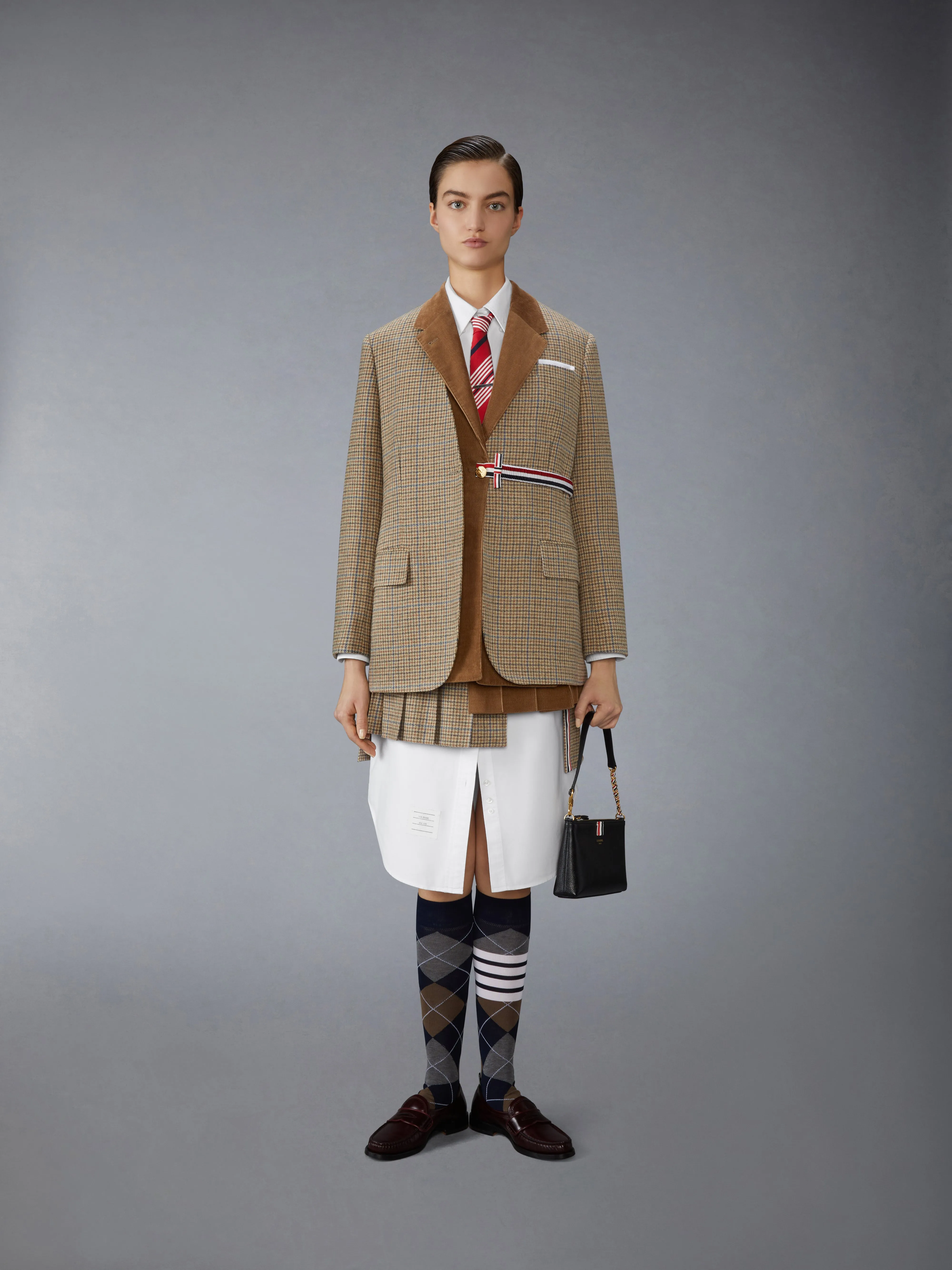 GUNCLUB CHECK CHEVIOT TWEED PLEATED MINI SKIRT sold by Thom Browne product image thumbnail 4