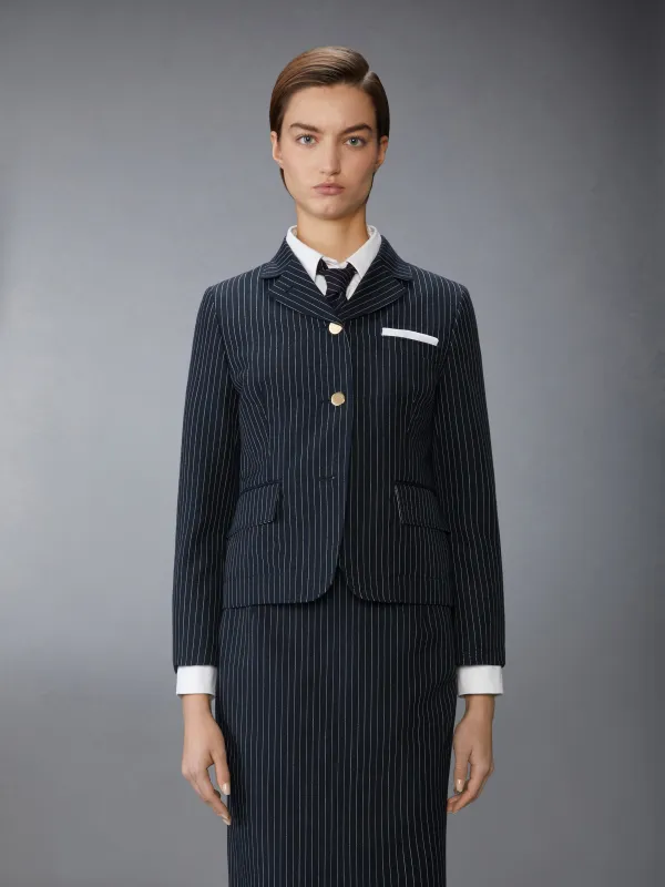 PINSTRIPE HIGH TWIST WOOL SPORTCOAT sold by Thom Browne
