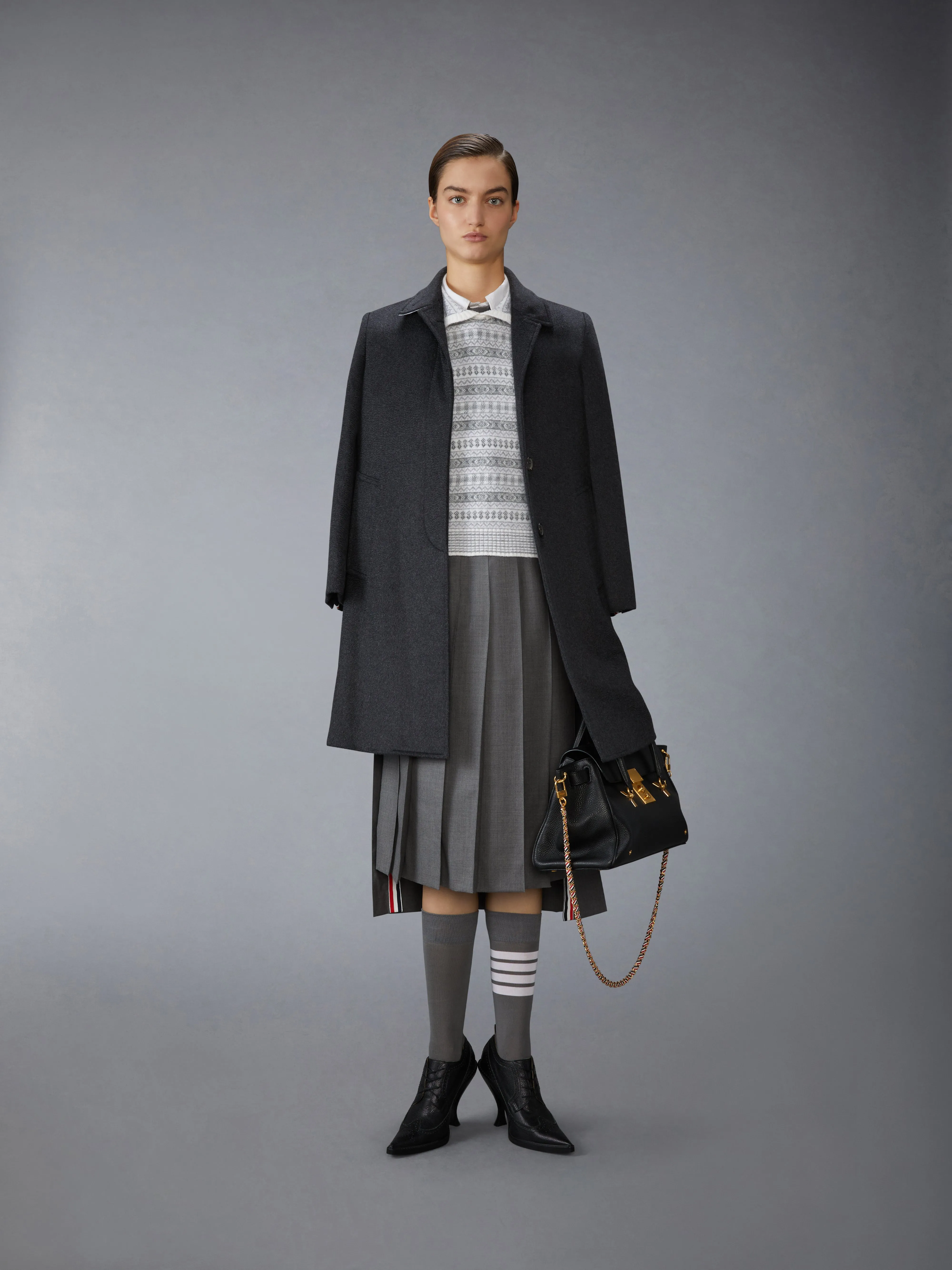 WOOL FLANNEL AND MOHAIR JACQUARD PETER PAN COLLAR PULLOVER sold by Thom Browne product image thumbnail 3