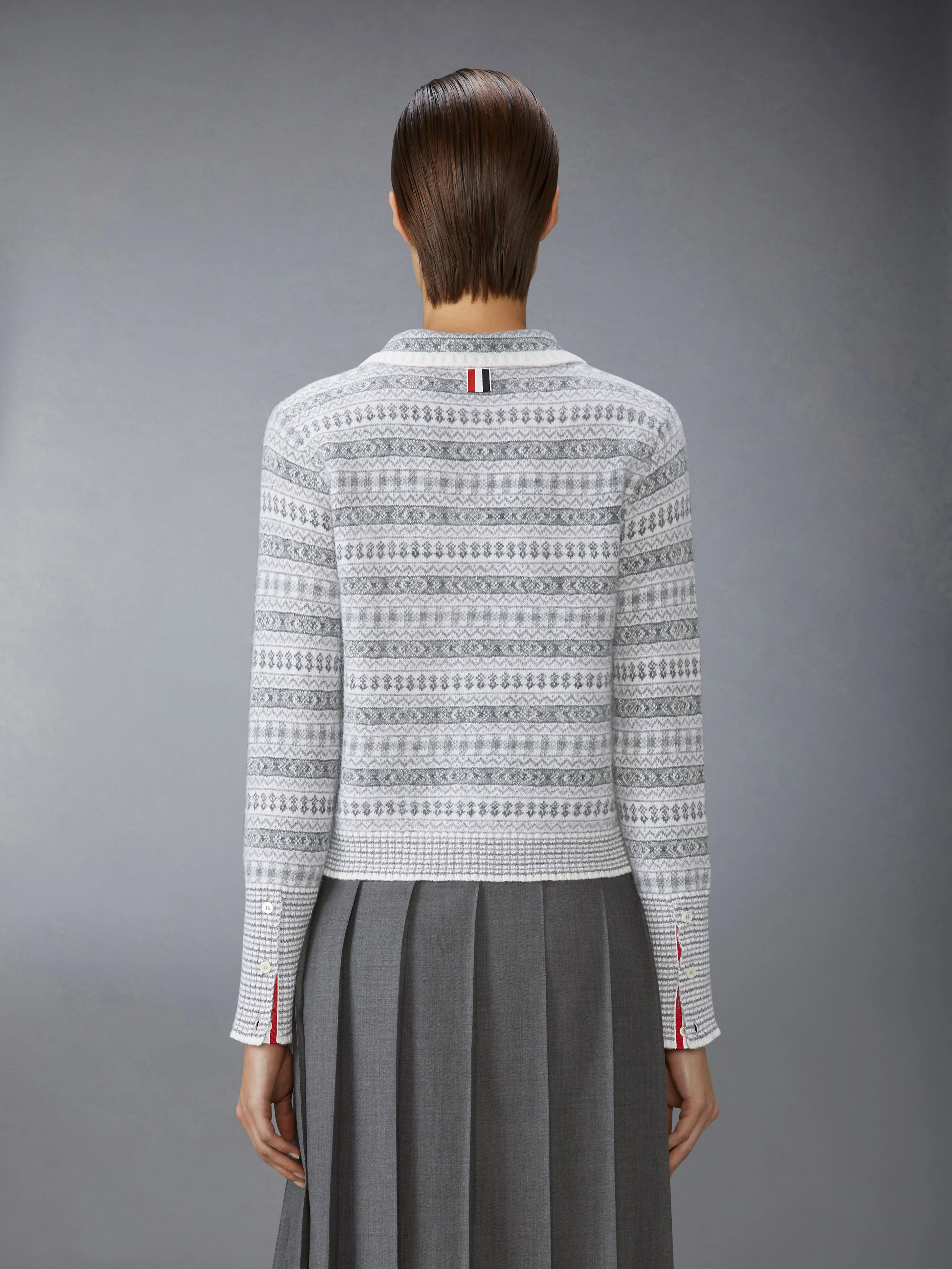 WOOL FLANNEL AND MOHAIR JACQUARD PETER PAN COLLAR PULLOVER sold by Thom Browne product image thumbnail 2