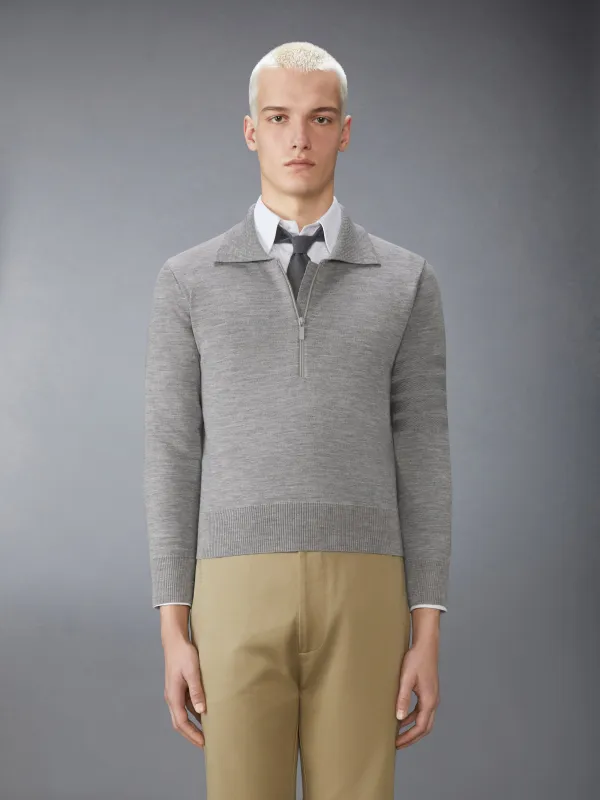 MERINO WOOL DOUBLE FACE 4-BAR HALF ZIP PULLOVER sold by Thom Browne