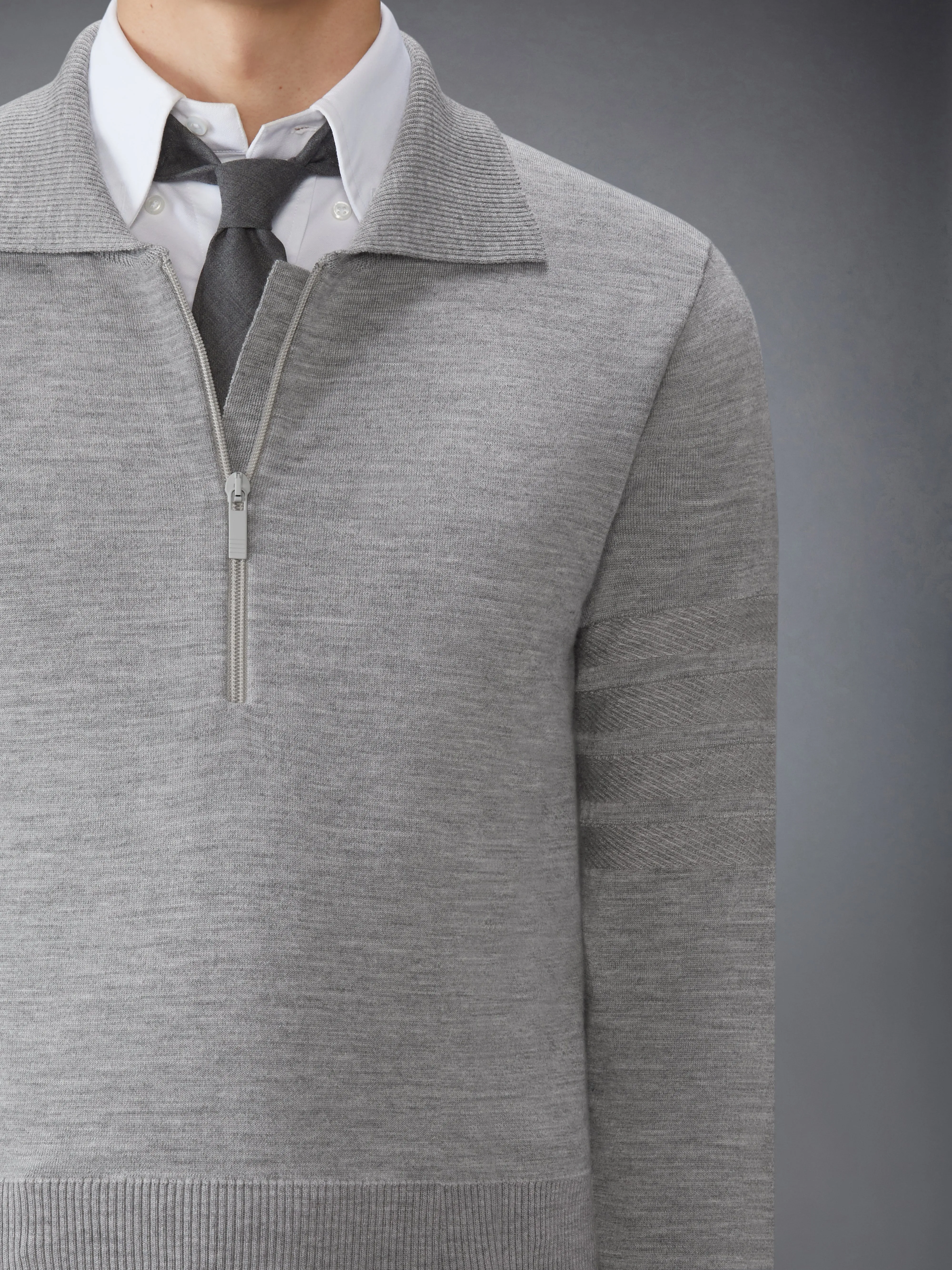 MERINO WOOL DOUBLE FACE 4-BAR HALF ZIP PULLOVER sold by Thom Browne product image thumbnail 5