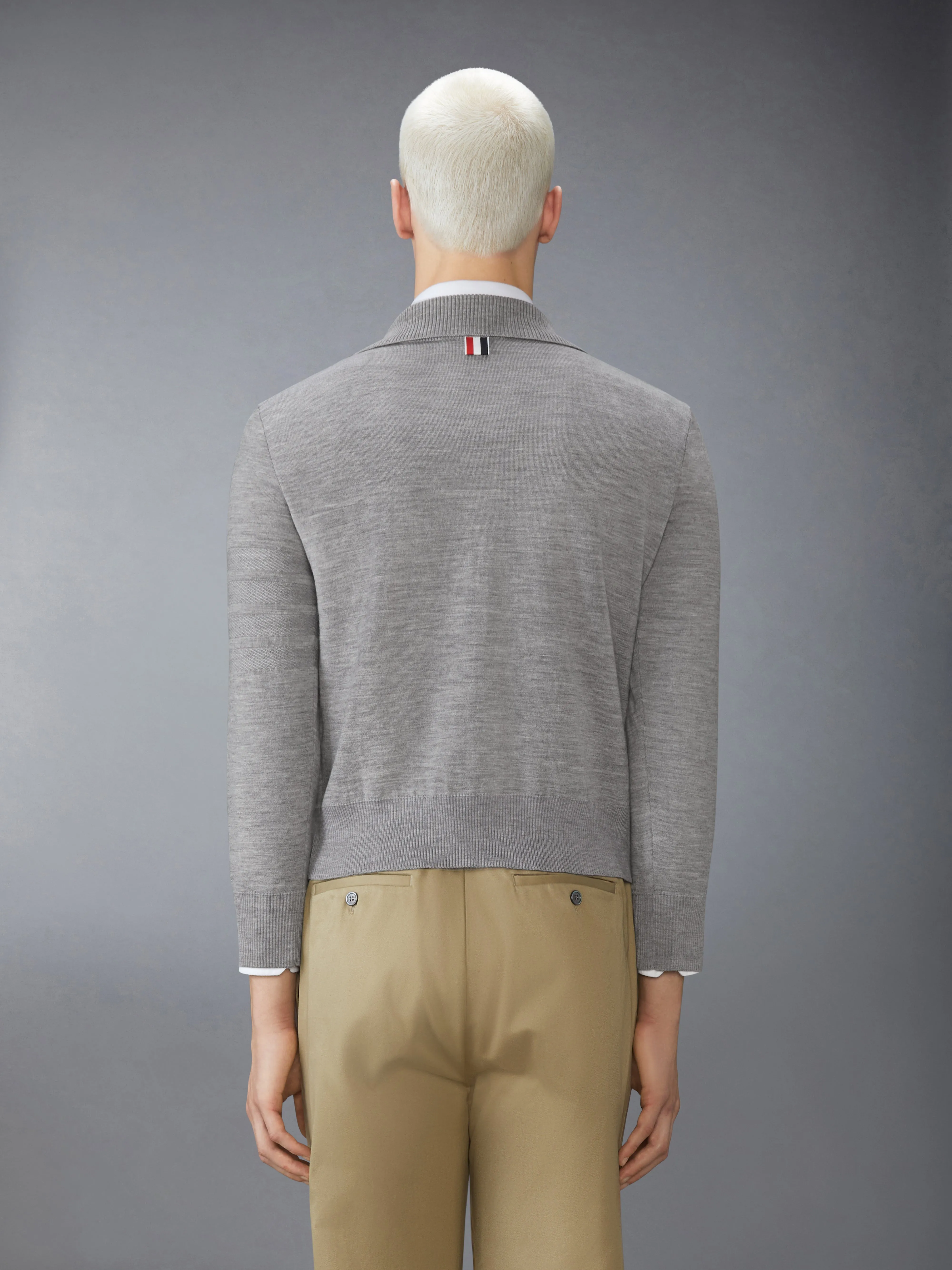 MERINO WOOL DOUBLE FACE 4-BAR HALF ZIP PULLOVER sold by Thom Browne product image thumbnail 2