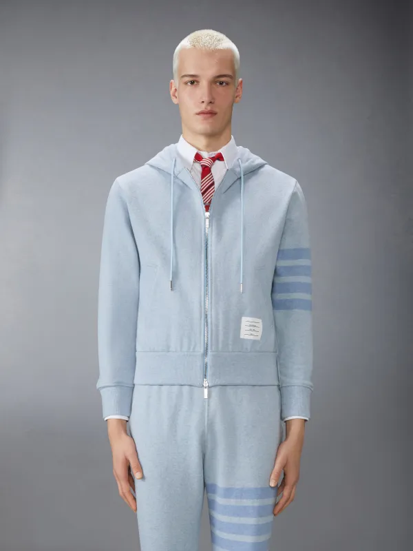 MELANGE BRUSHED LOOPBACK 4-BAR ZIP UP HOODIE sold by Thom Browne