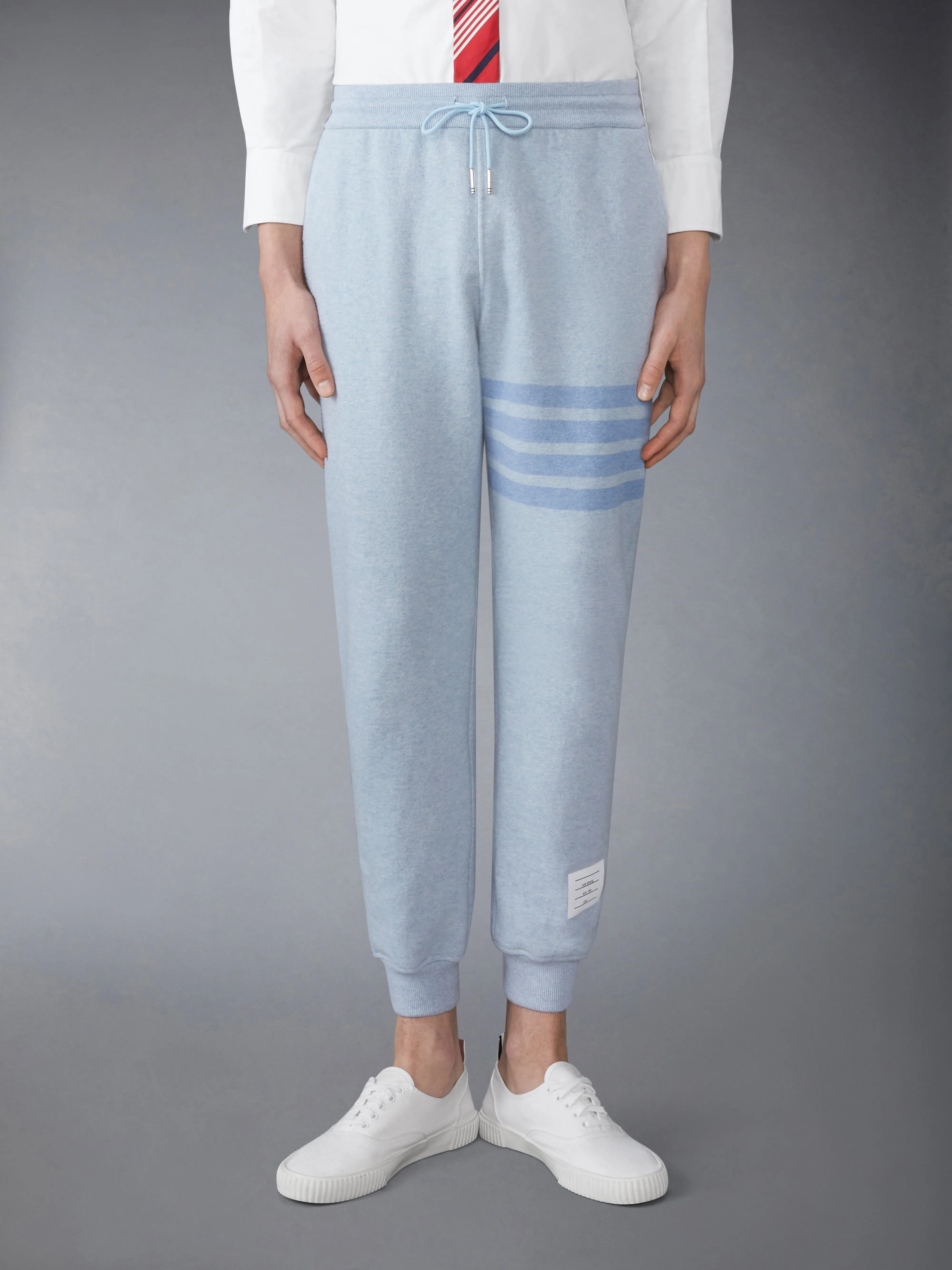 MELANGE BRUSHED LOOPBACK 4-BAR SWEATPANTS sold by Thom Browne