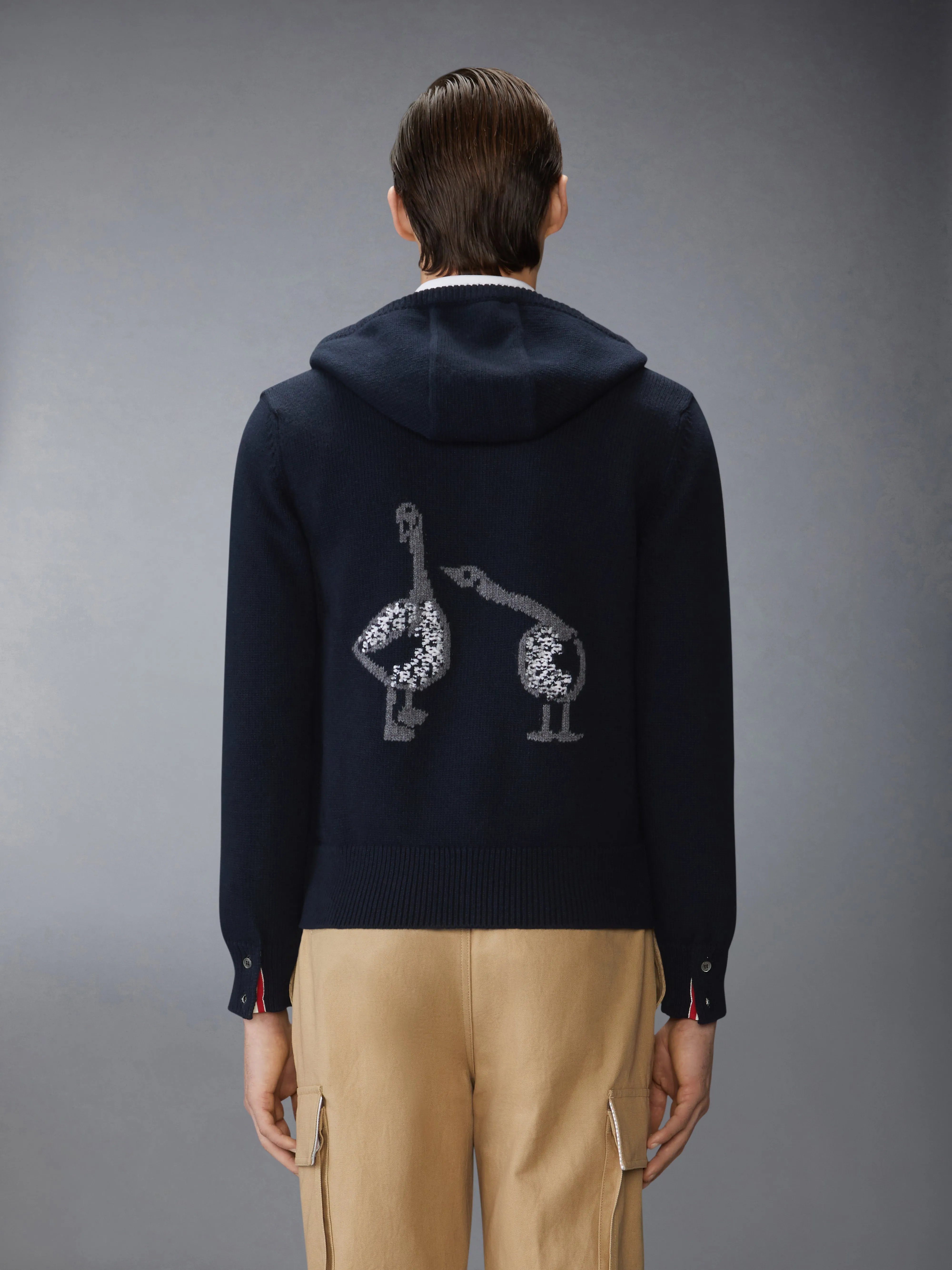 GEESE INTARSIA MERINO WOOL HOODIE sold by Thom Browne product image thumbnail 2