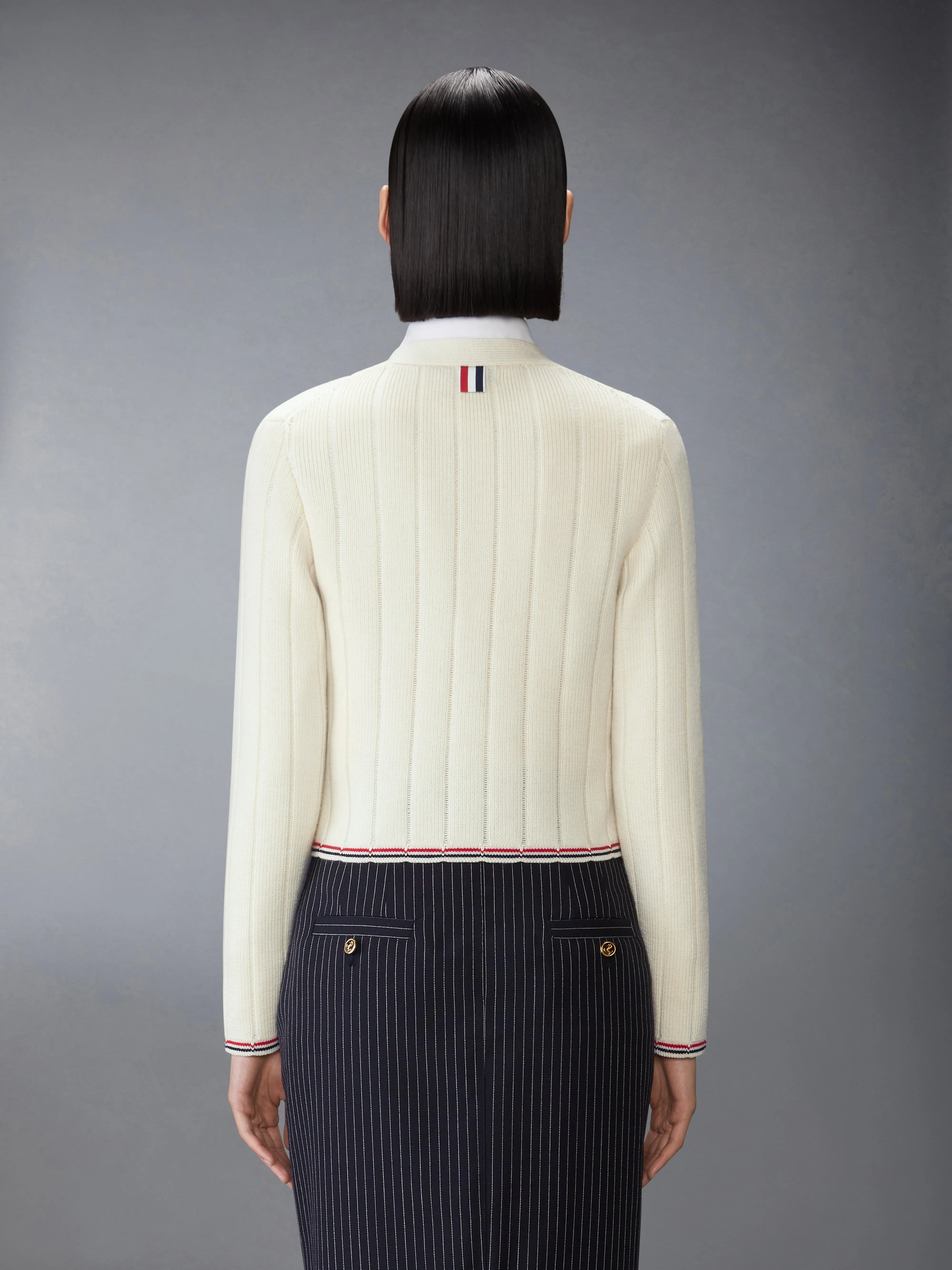 MERINO WOOL V NECK CARDIGAN sold by Thom Browne product image thumbnail 2