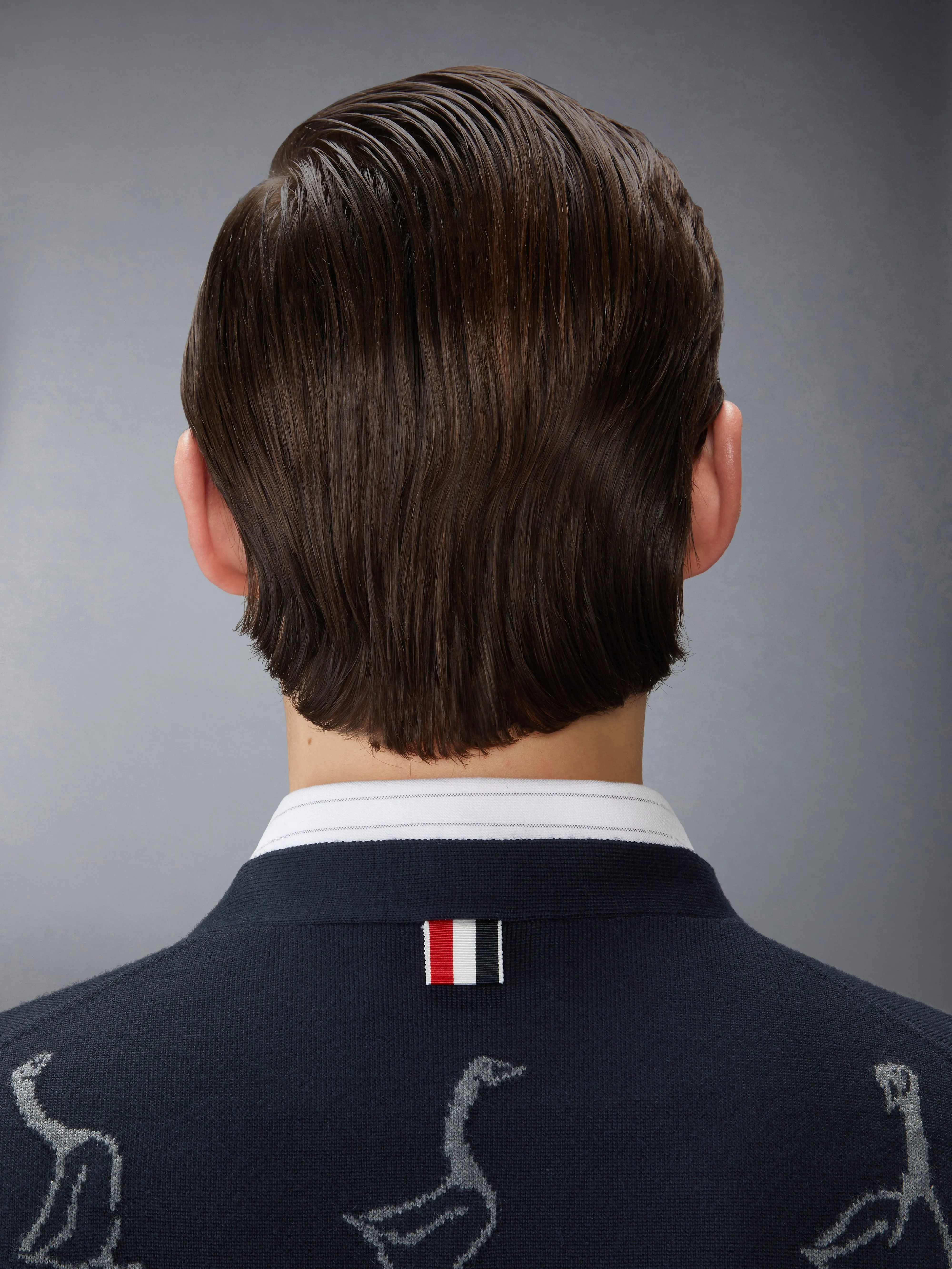 GEESE INTARSIA MERINO WOOL RELAXED FIT V NECK CARDIGAN sold by Thom Browne product image thumbnail 5