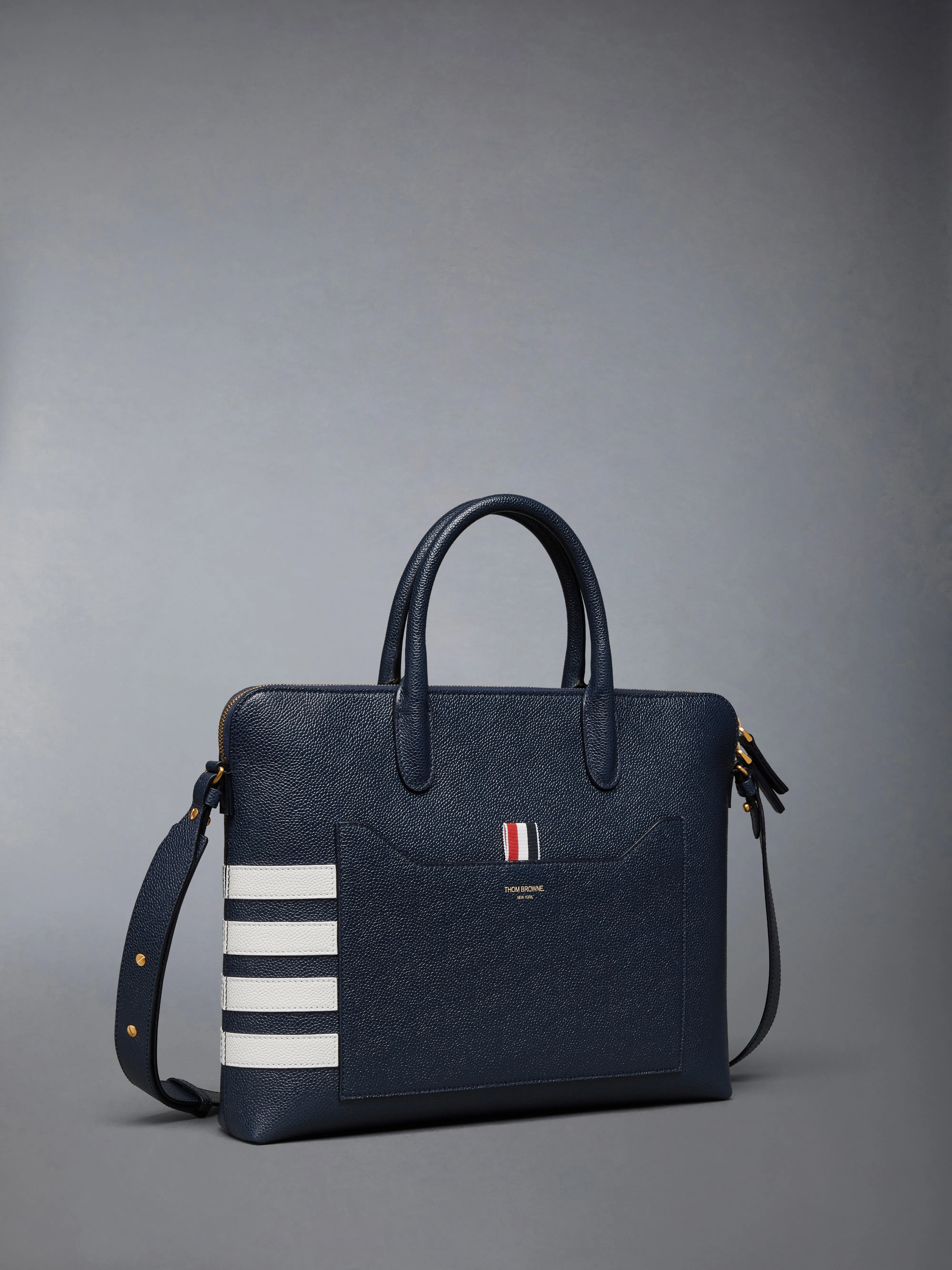 PEBBLE GRAIN 4-BAR SLIM BRIEFCASE sold by Thom Browne product image thumbnail 2