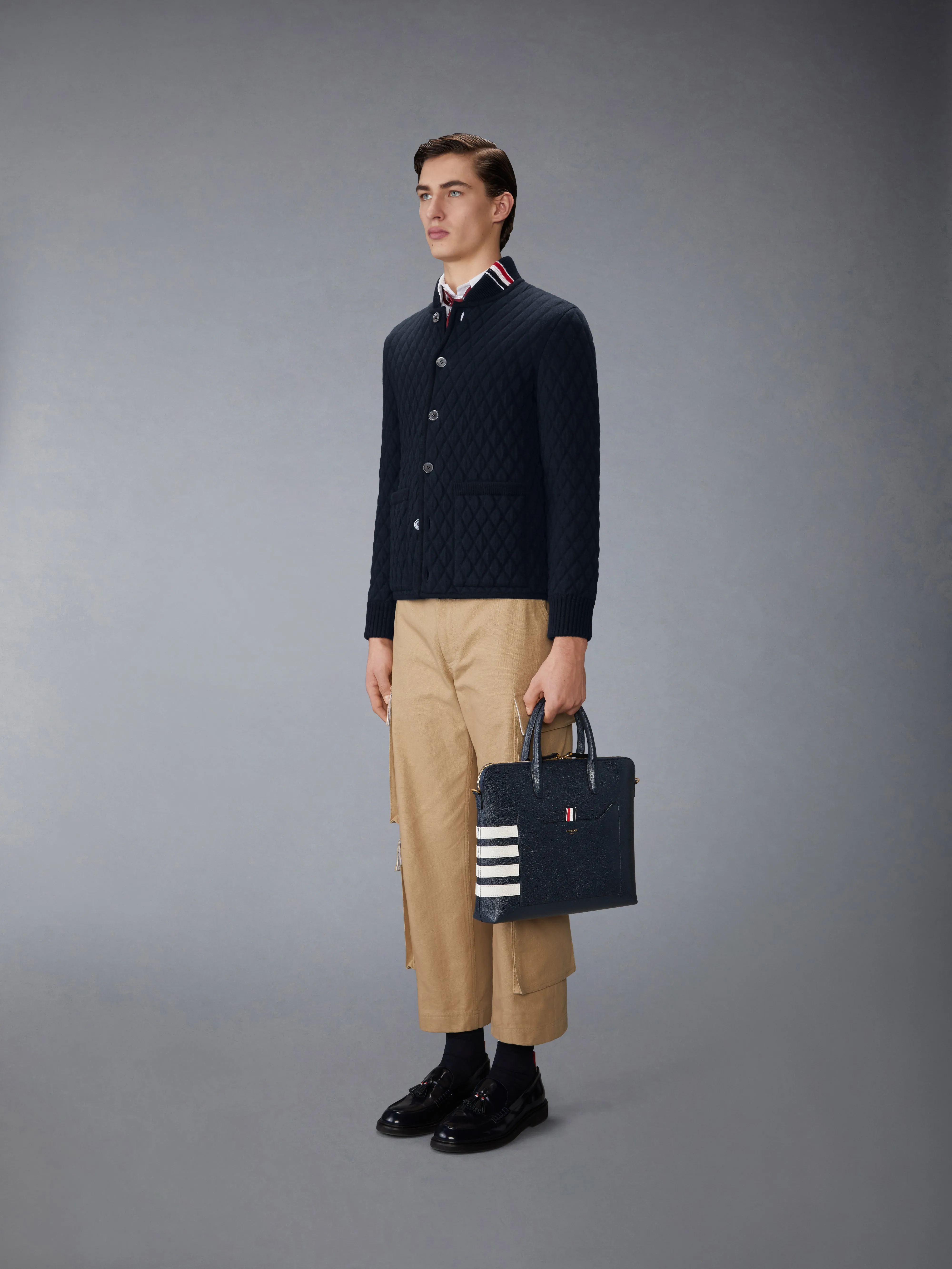 PEBBLE GRAIN 4-BAR SLIM BRIEFCASE sold by Thom Browne product image thumbnail 4