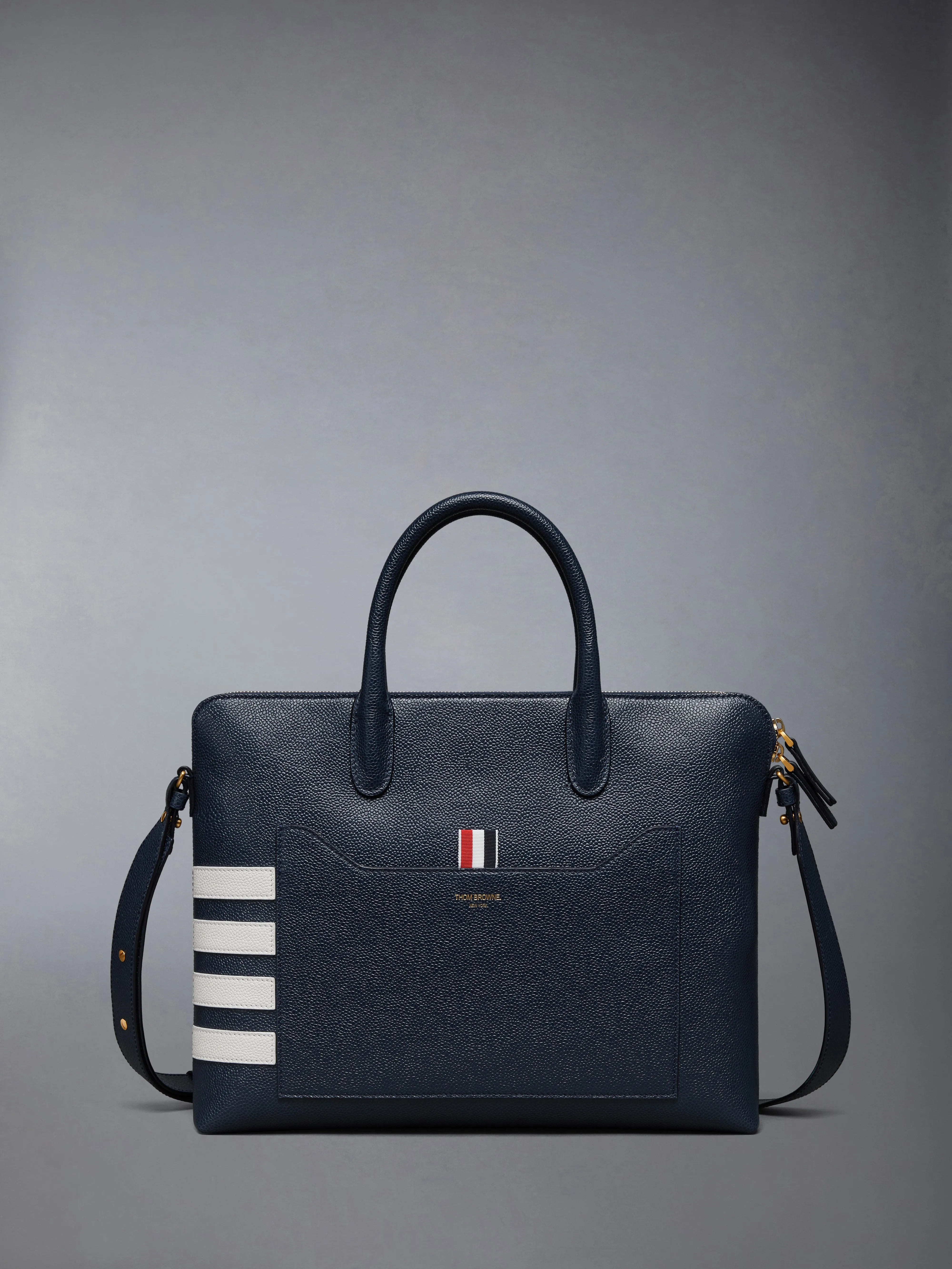 PEBBLE GRAIN 4-BAR SLIM BRIEFCASE sold by Thom Browne