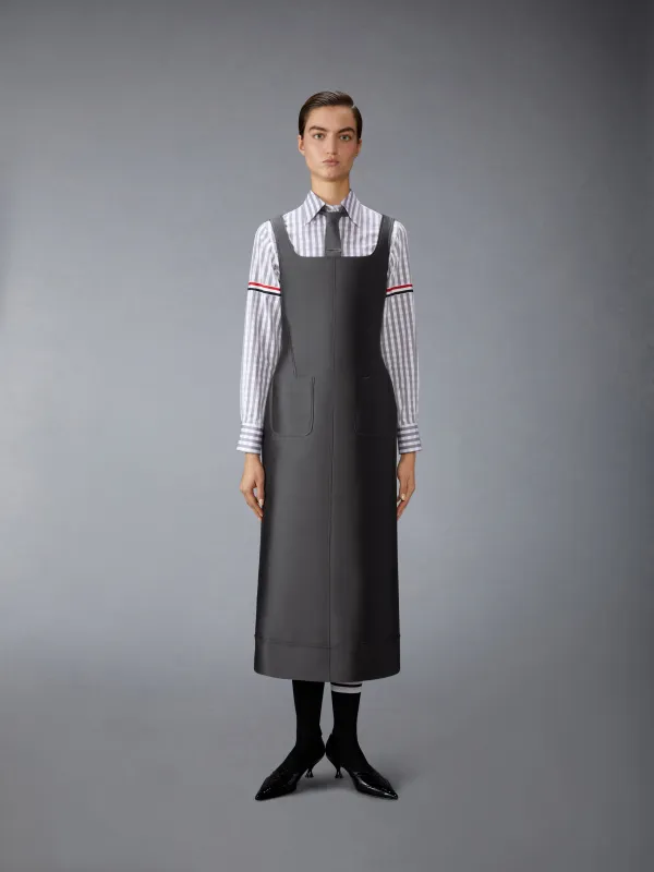WOOL AND SILK SQUARE NECK COLUMN DRESS sold by Thom Browne