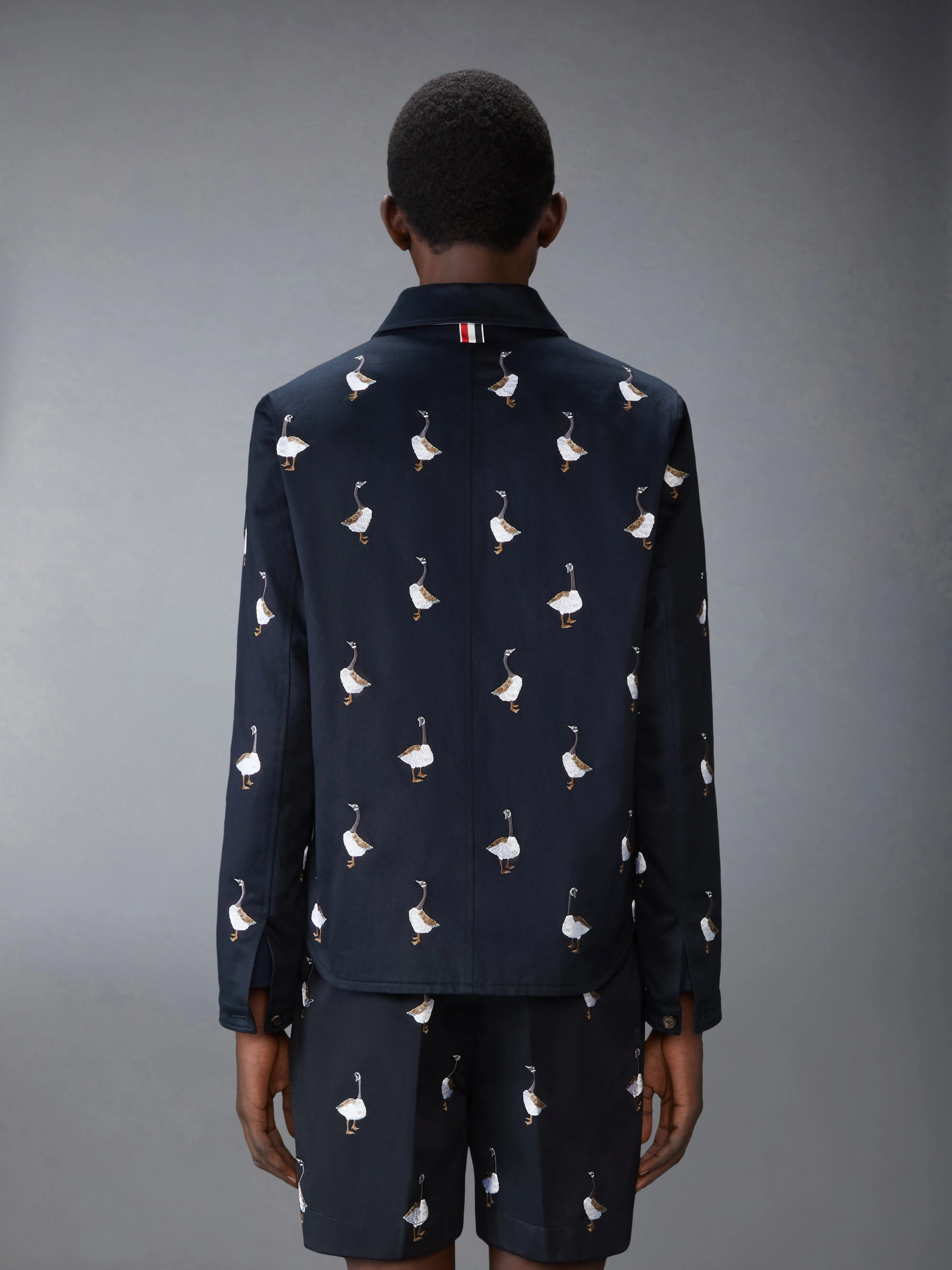 SATIN STITCH GOOSE UTILITY PATCH POCKET JACKET sold by Thom Browne product image thumbnail 2