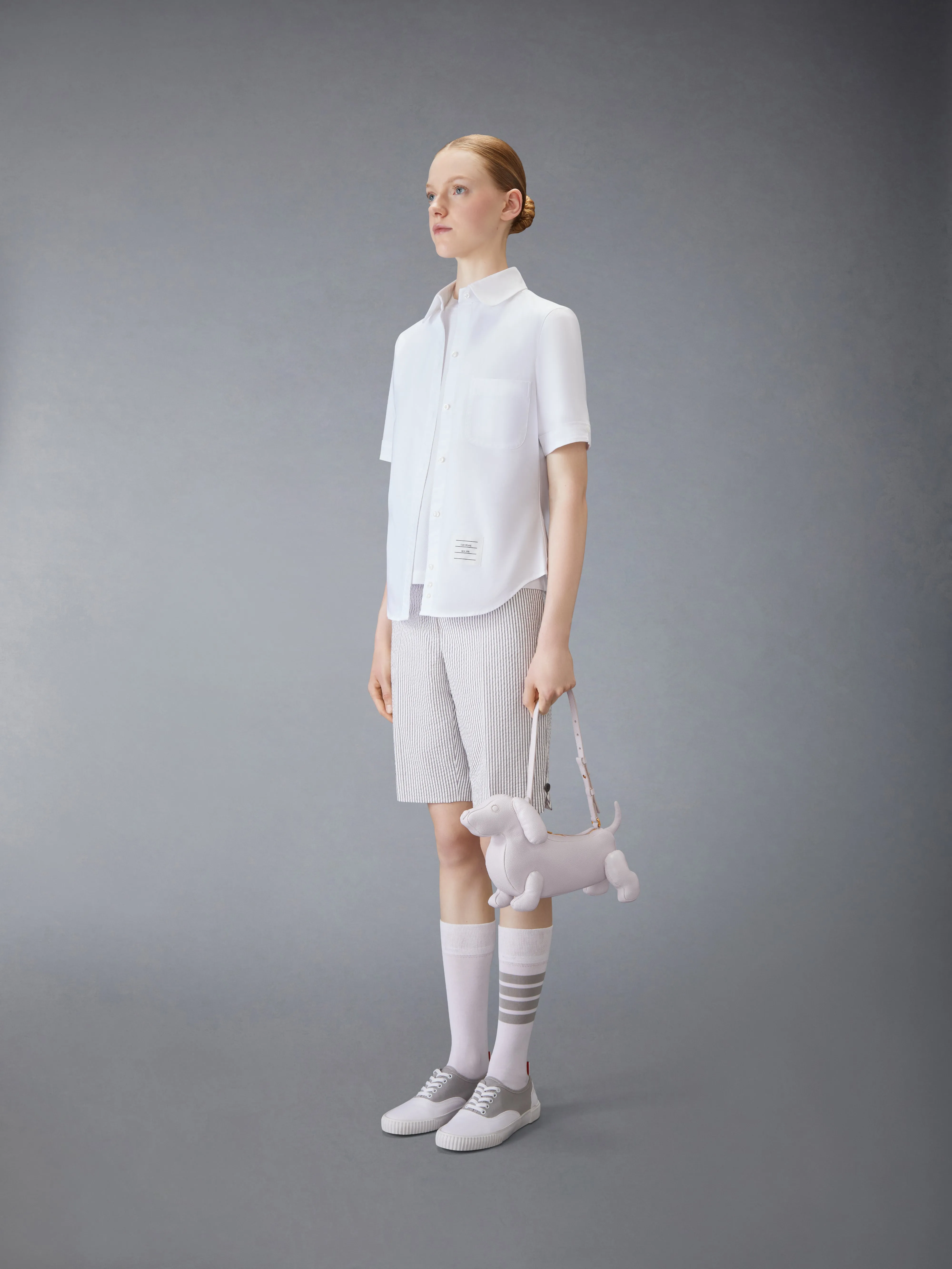 PEBBLE GRAIN HECTOR BAGUETTE BAG sold by Thom Browne product image thumbnail 4