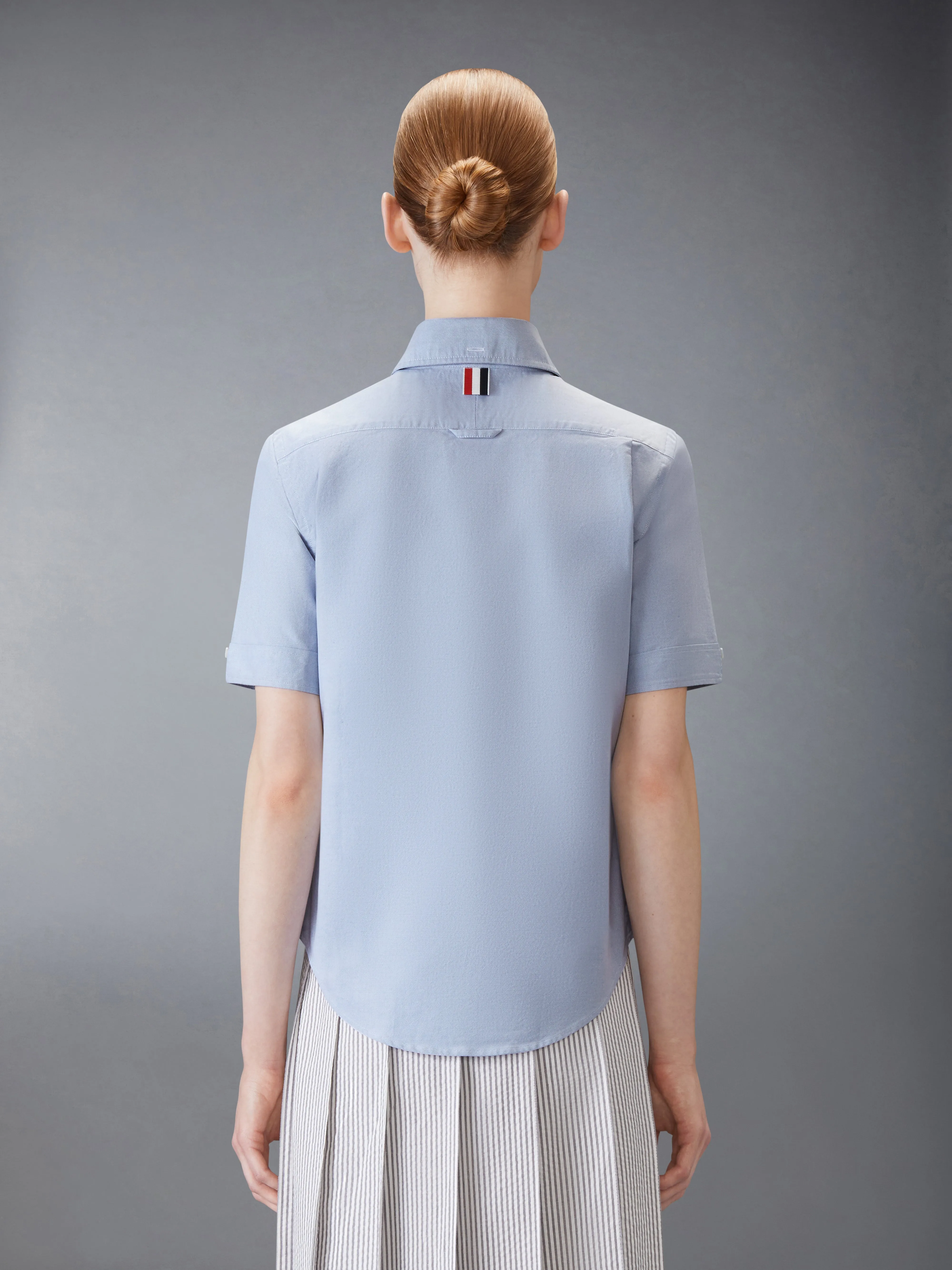 OXFORD ROUND COLLAR SHORT SLEEVE SHIRT sold by Thom Browne product image thumbnail 3