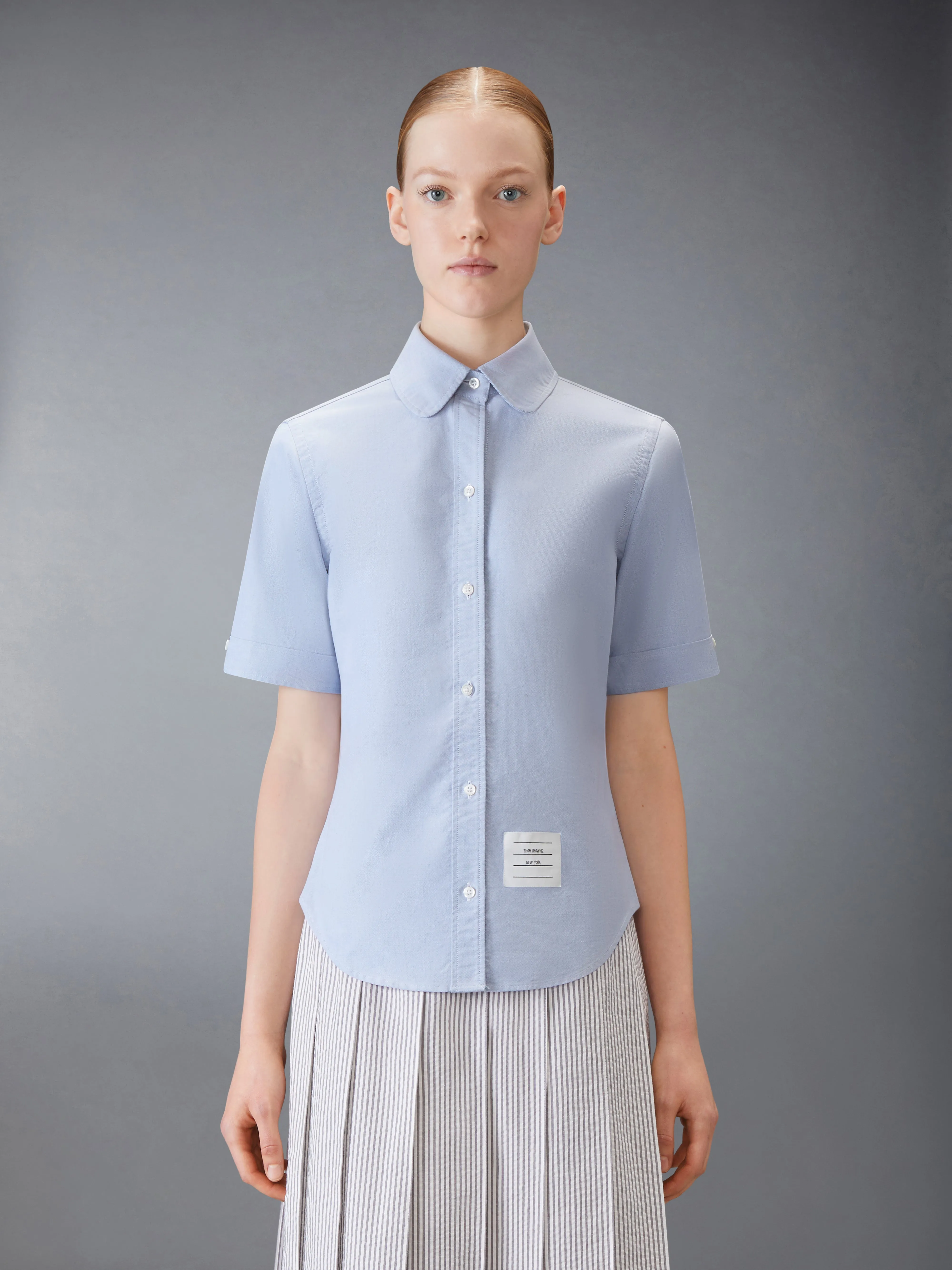 OXFORD ROUND COLLAR SHORT SLEEVE SHIRT sold by Thom Browne product image thumbnail 2