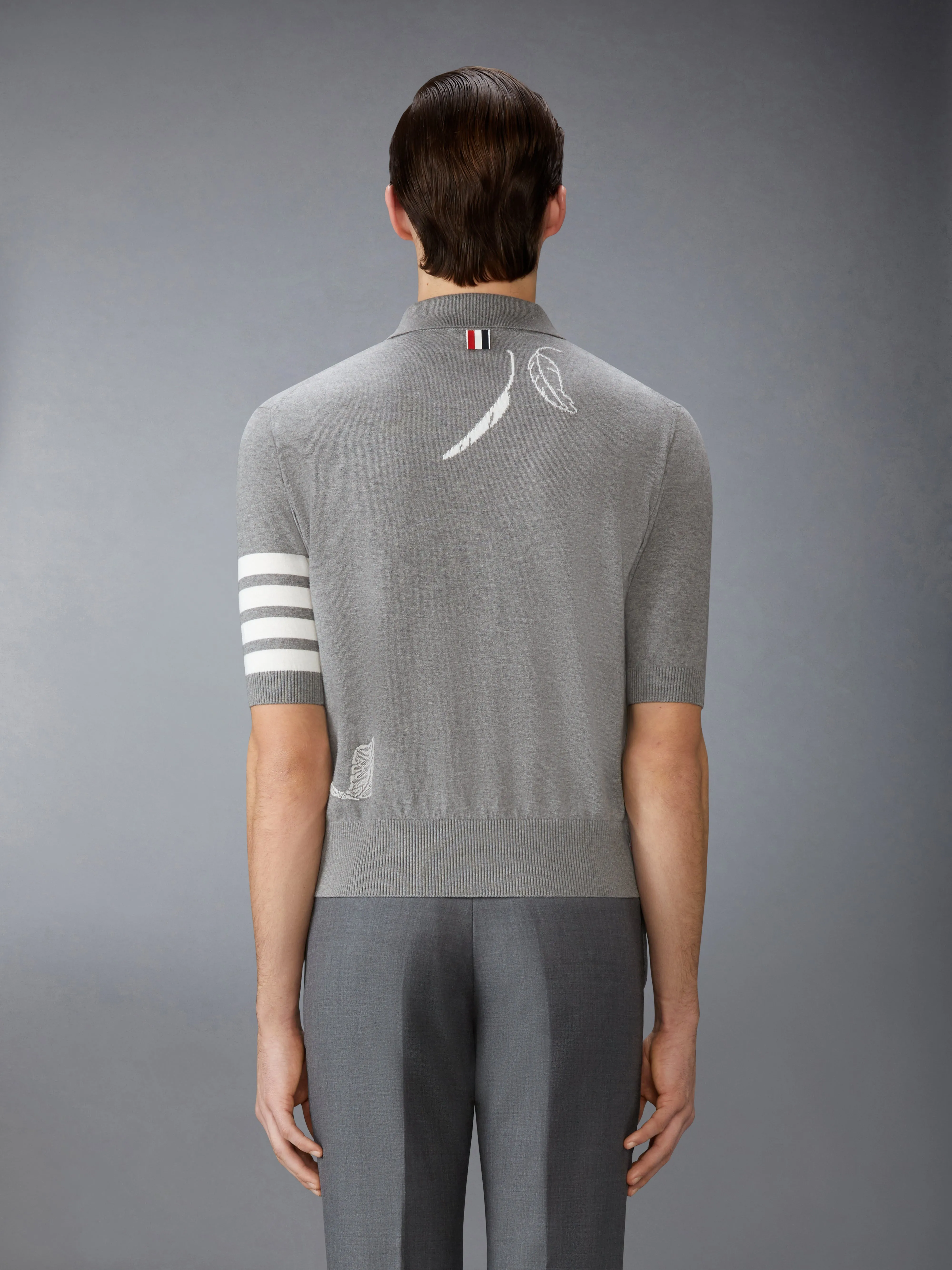 FEATHER INTARSIA 4-BAR POLO sold by Thom Browne product image thumbnail 2