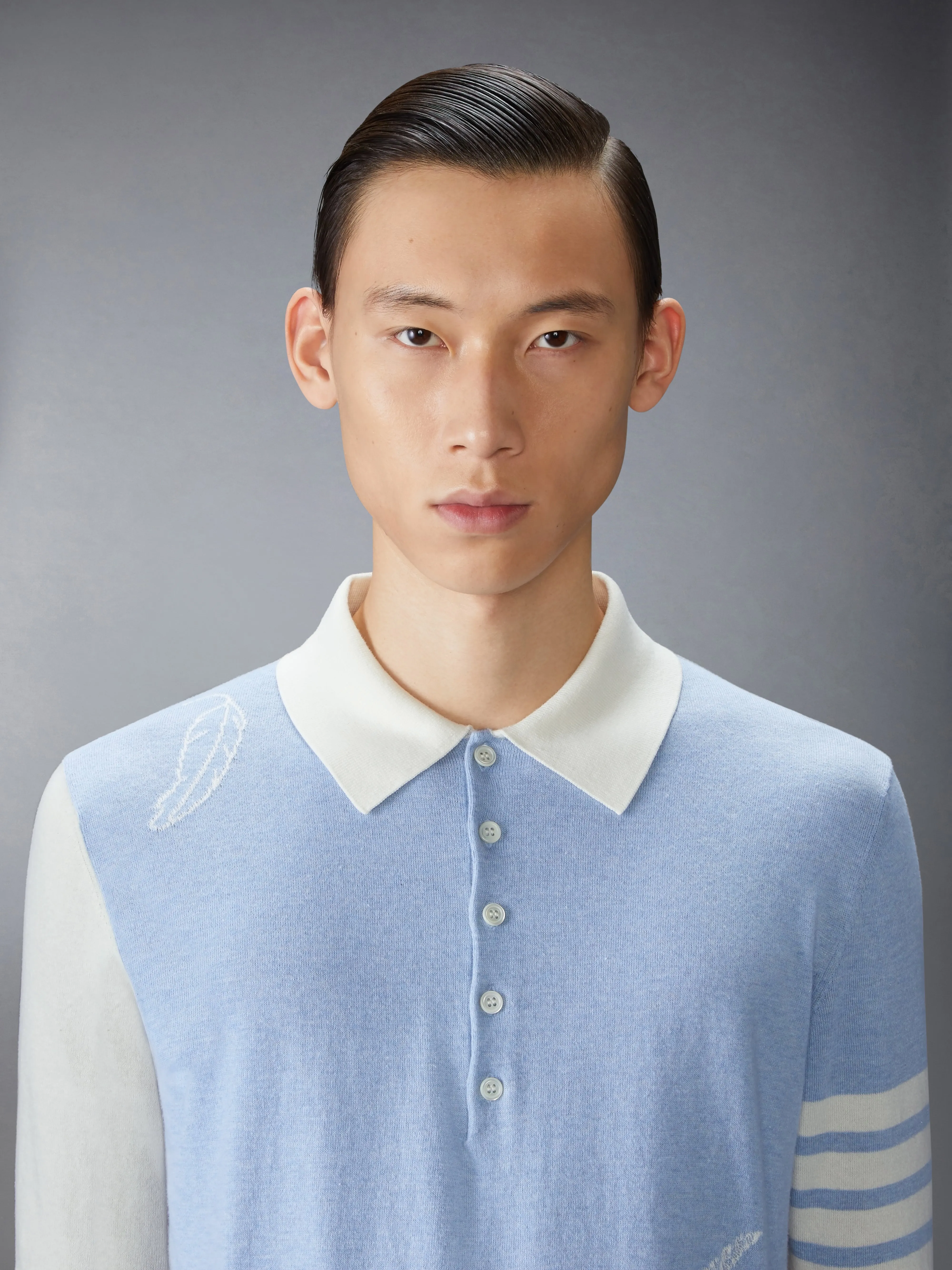 FUNMIX FEATHER INTARSIA 4-BAR POLO sold by Thom Browne product image thumbnail 5