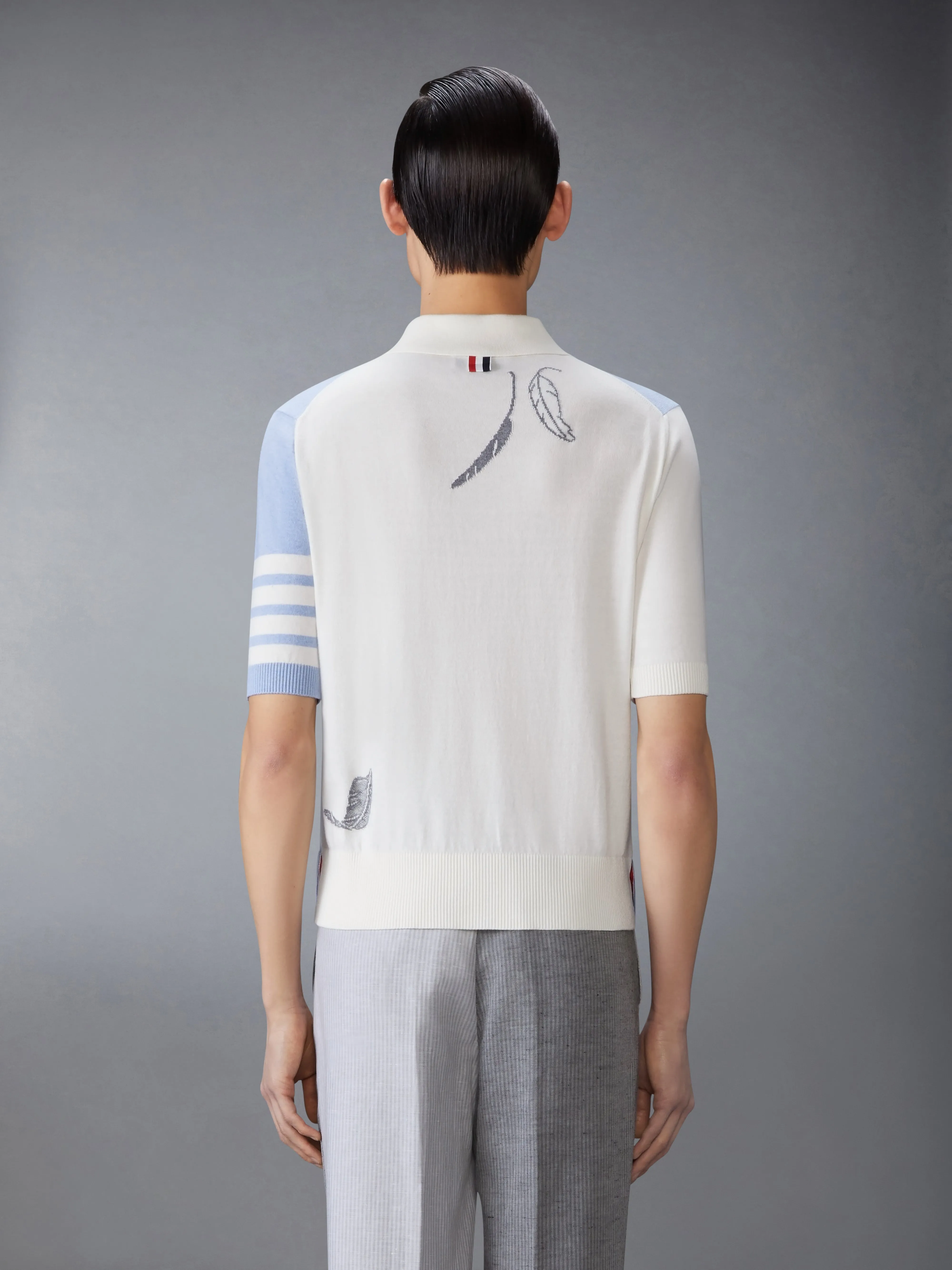 FUNMIX FEATHER INTARSIA 4-BAR POLO sold by Thom Browne product image thumbnail 2