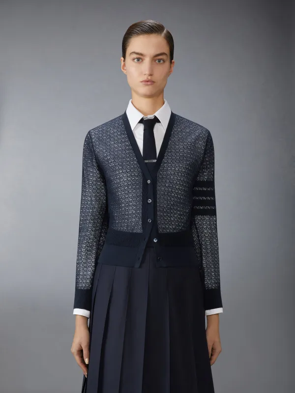 COTTON CASHMERE V NECK CARDIGAN sold by Thom Browne