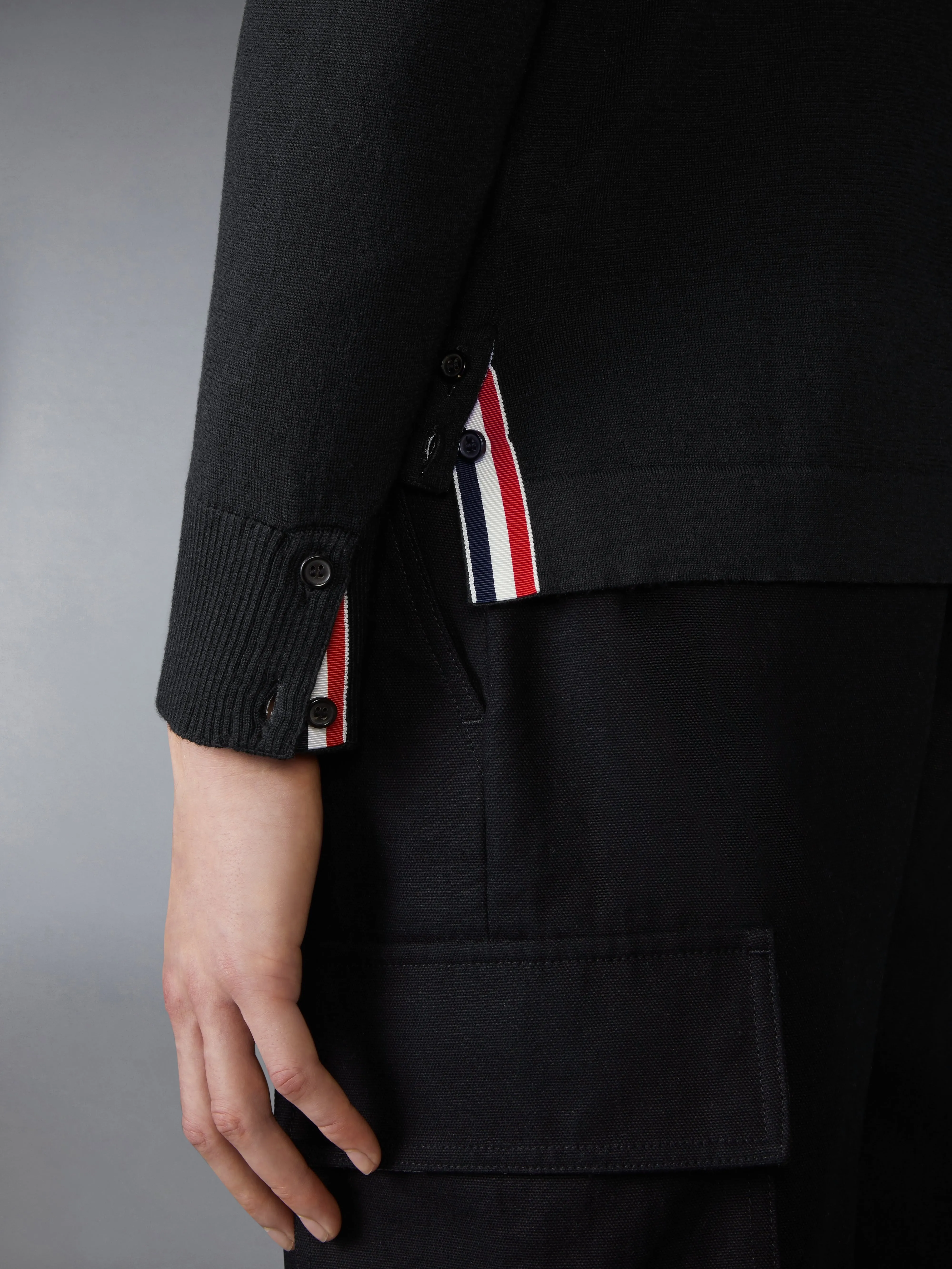 MERINO WOOL JERSEY STITCH LONG SLEEVE SHIRT sold by Thom Browne product image thumbnail 4