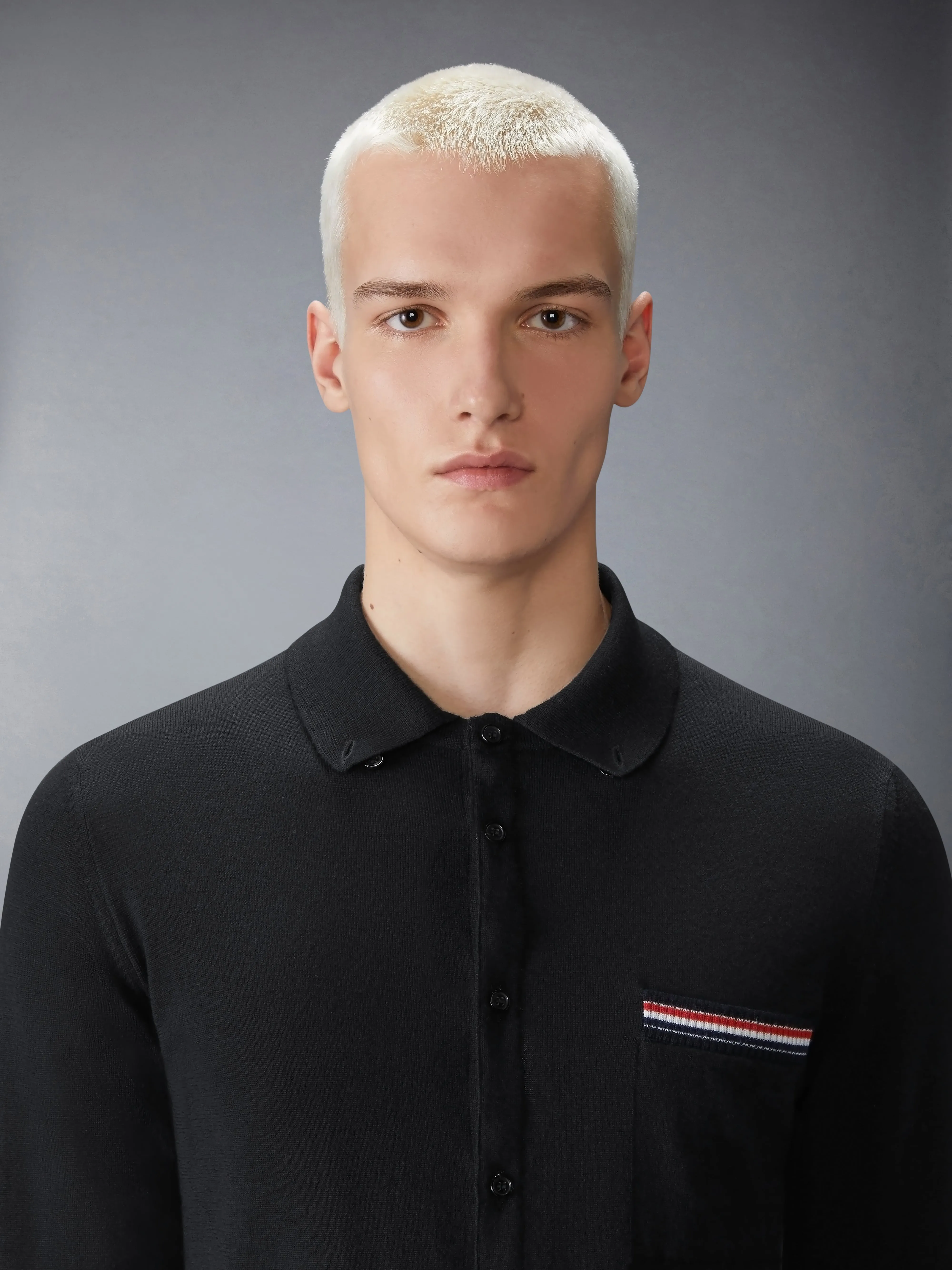 MERINO WOOL JERSEY STITCH LONG SLEEVE SHIRT sold by Thom Browne product image thumbnail 5