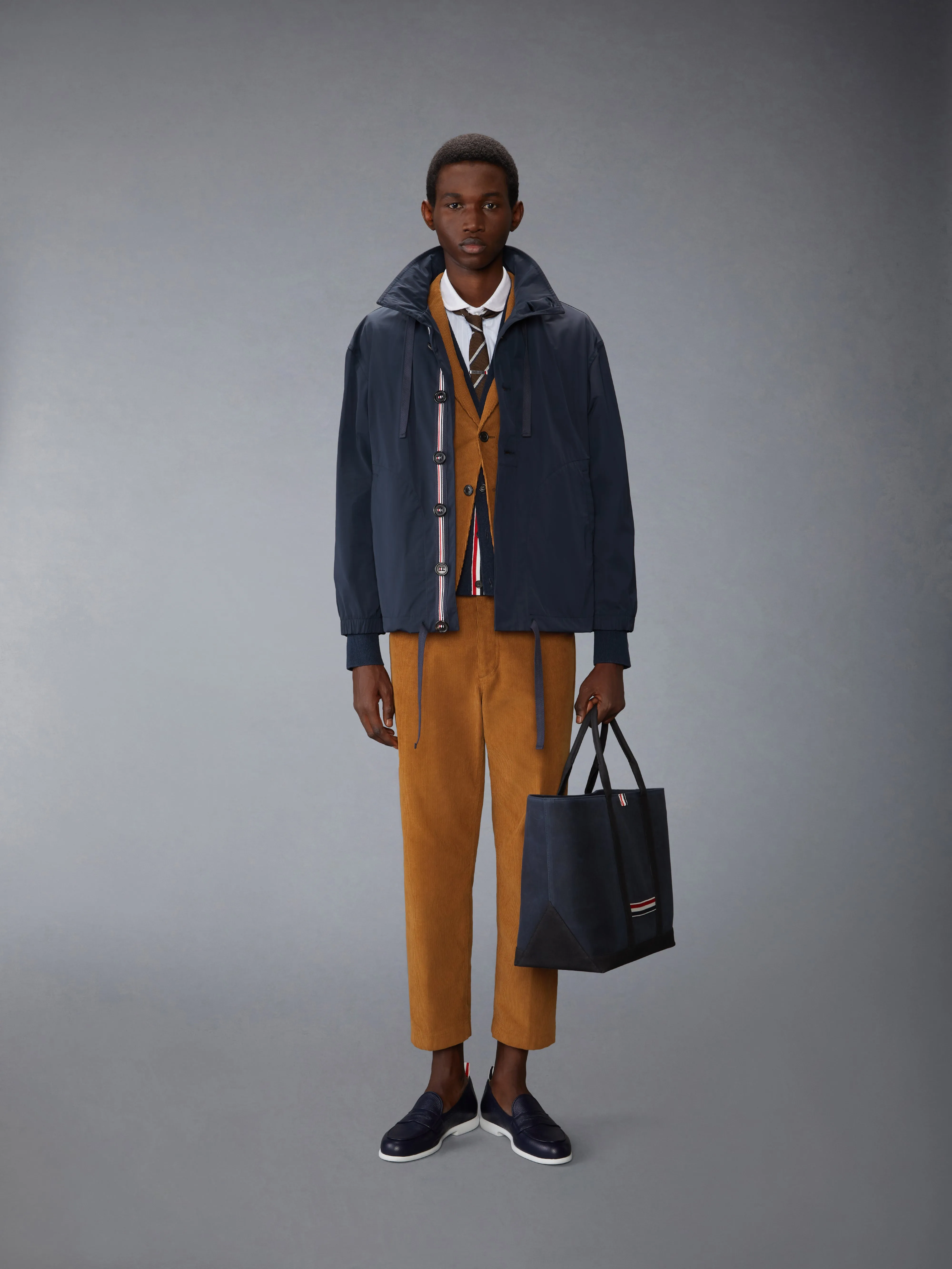 PINSTRIPE OXFORD SHAWL COLLAR SHIRT sold by Thom Browne product image thumbnail 4