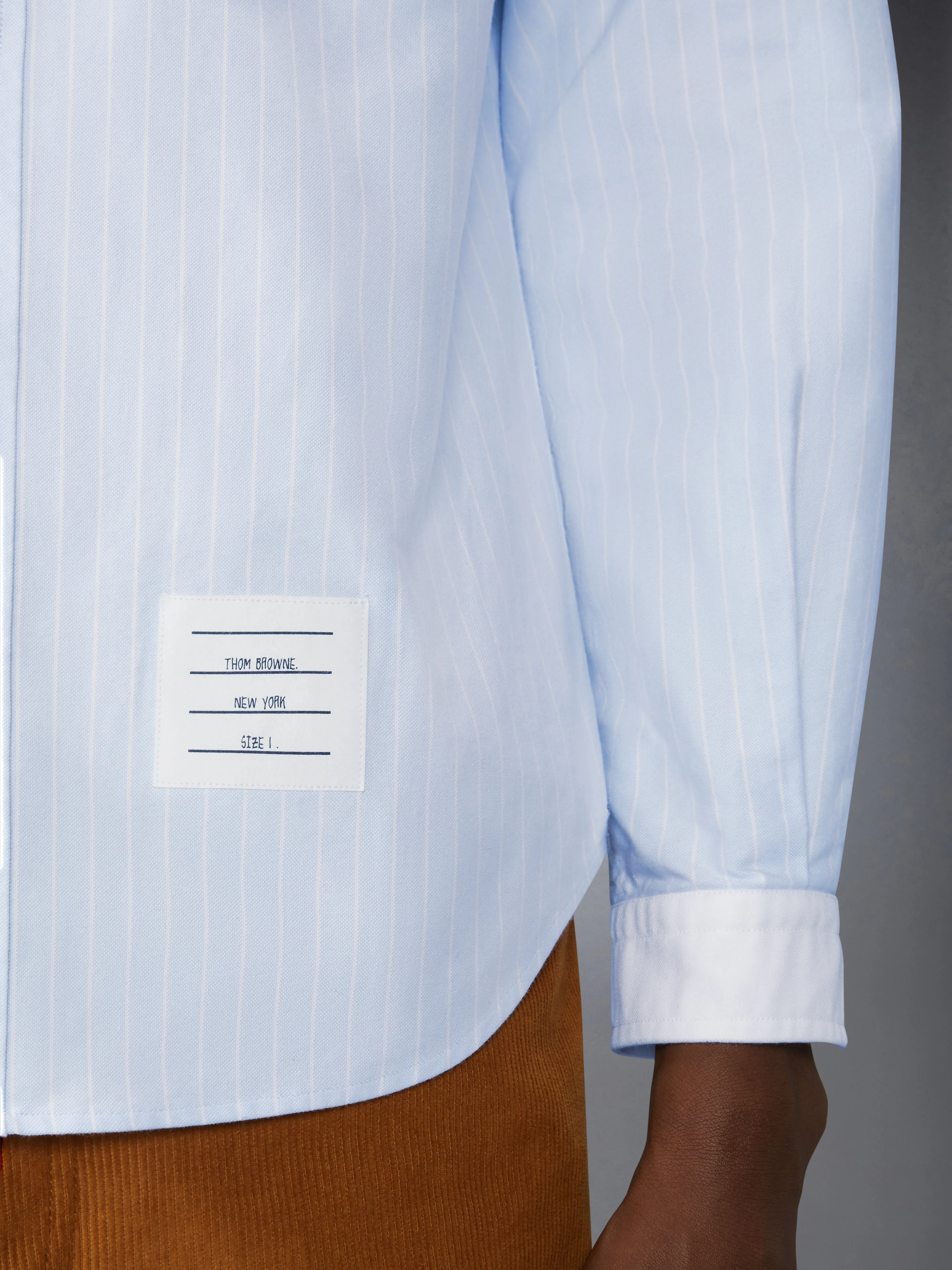 PINSTRIPE OXFORD SHAWL COLLAR SHIRT sold by Thom Browne product image thumbnail 5