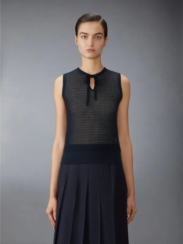 COTTON CASHMERE NECK TIE SHELL TOP sold by Thom Browne