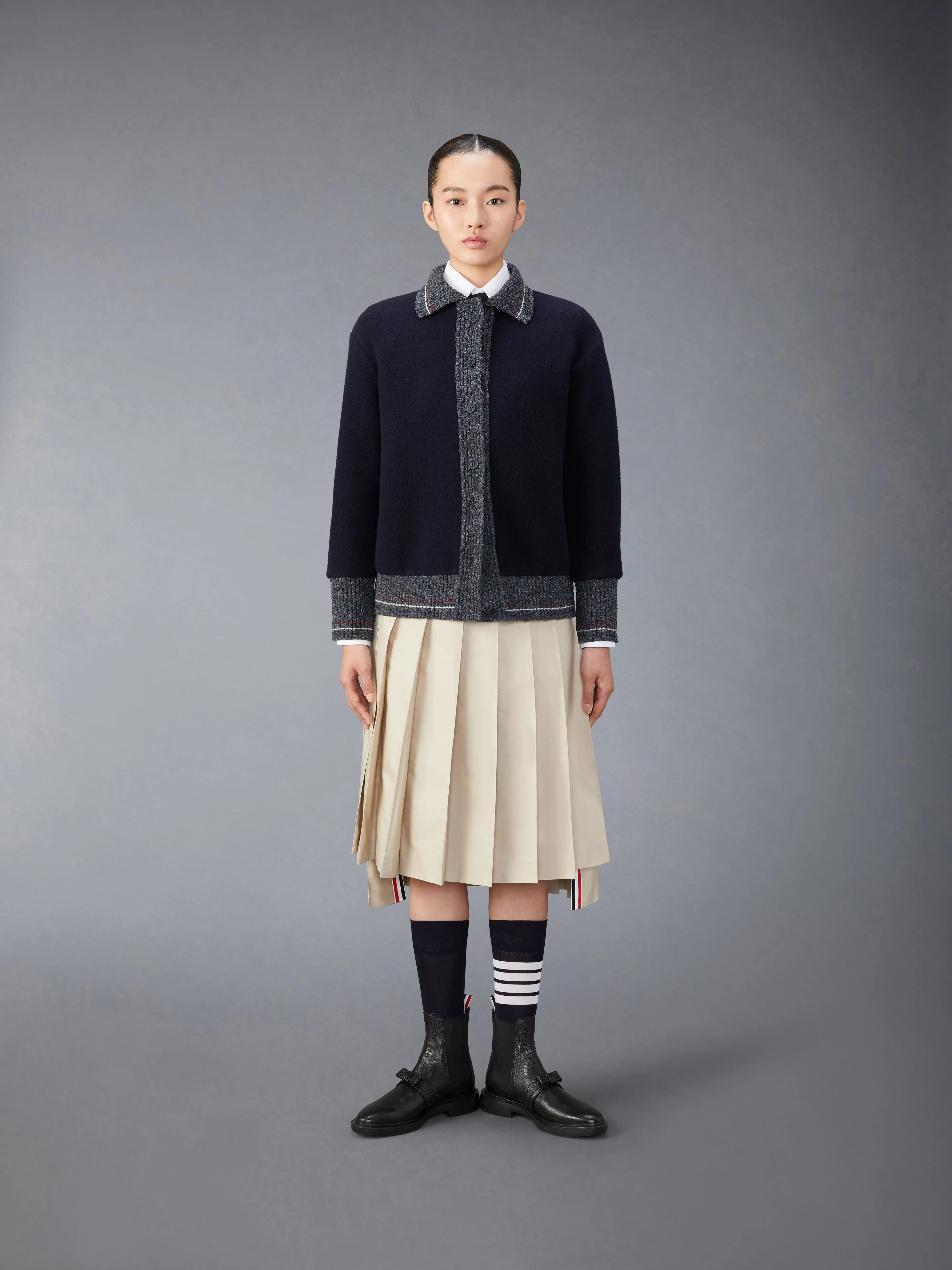 WOOL FLEECE CARDIGAN sold by Thom Browne product image thumbnail 3
