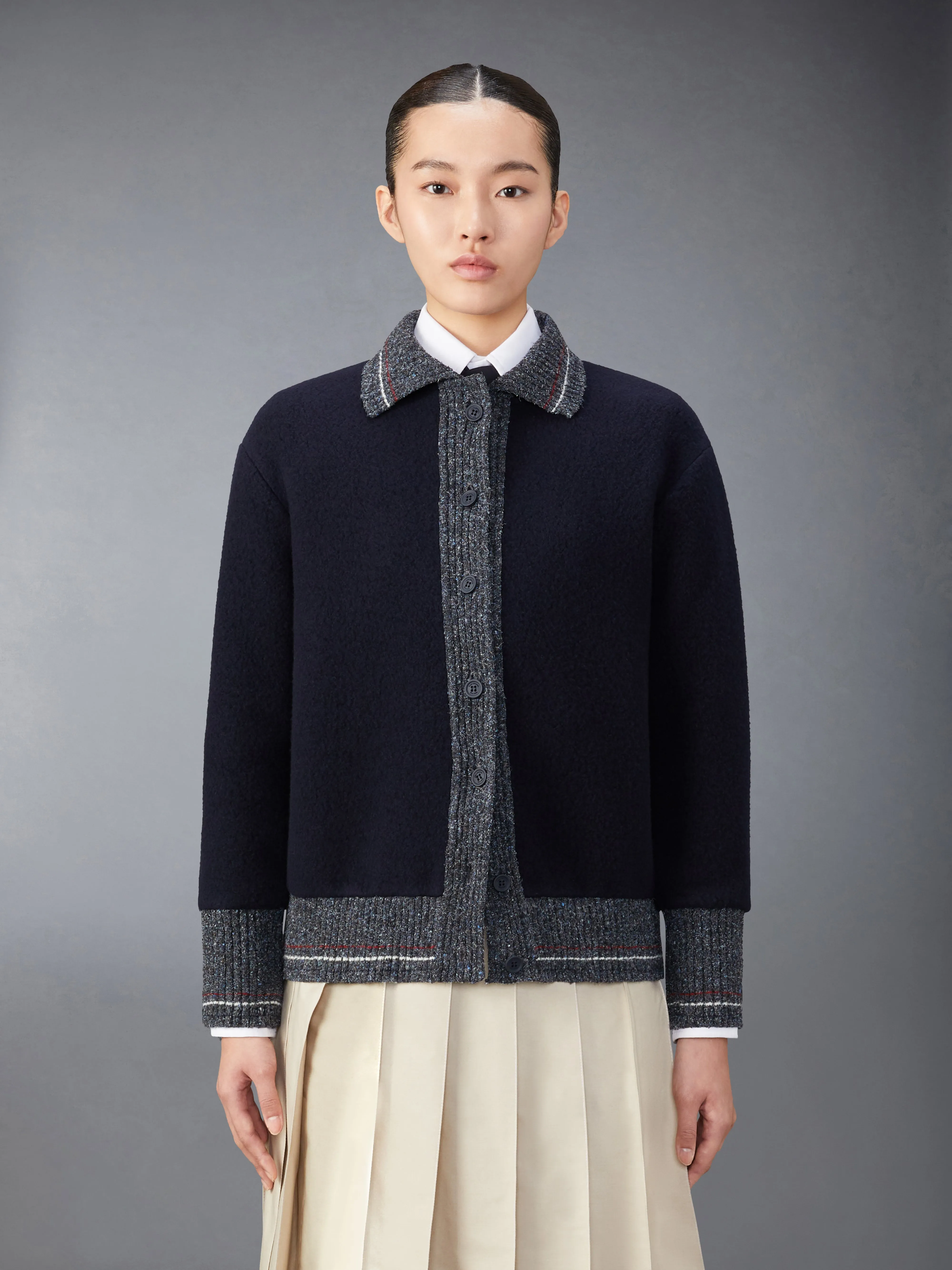 WOOL FLEECE CARDIGAN sold by Thom Browne
